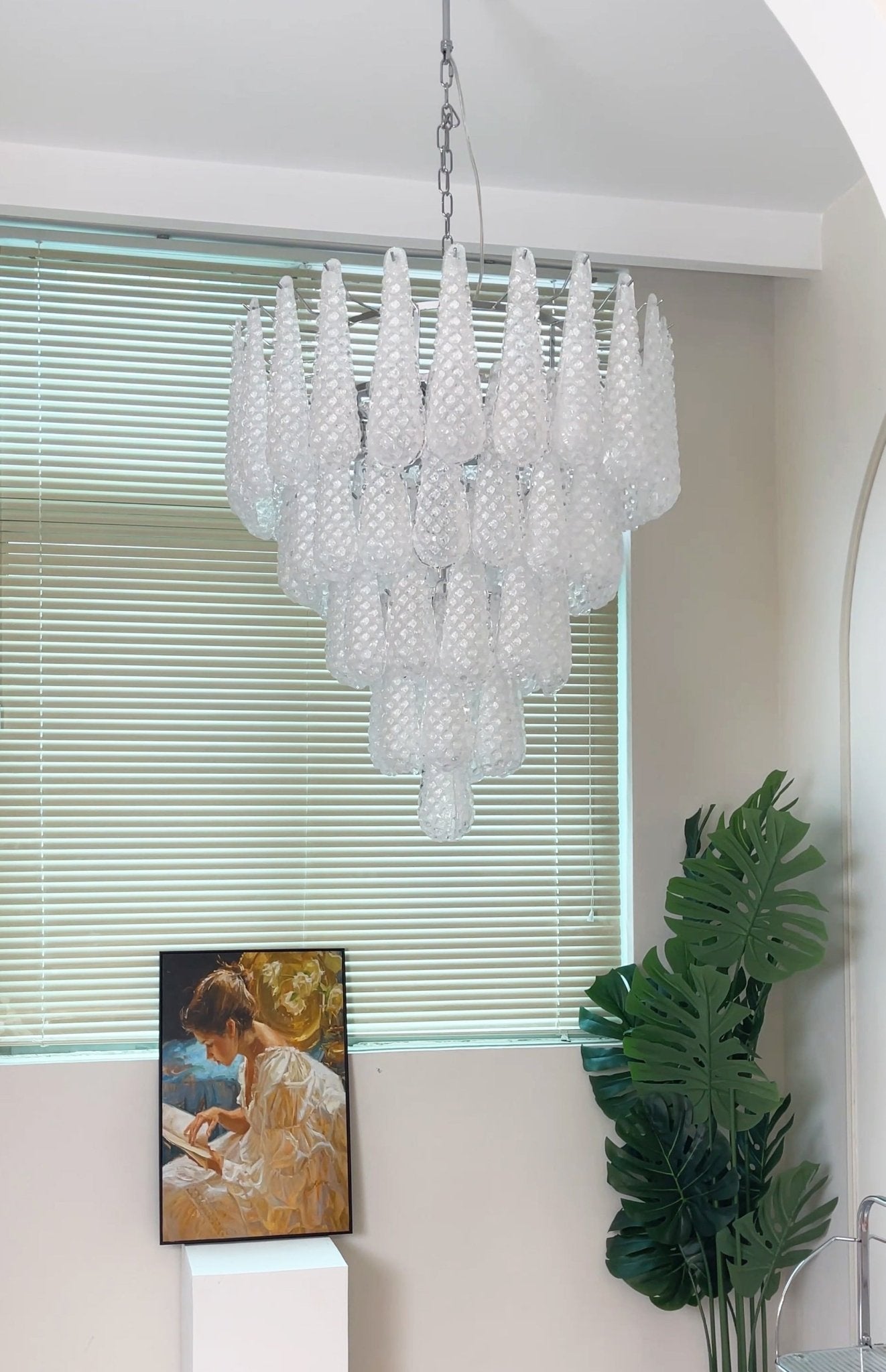 Aurora Chandelier Clear Droplets Murano Glass Waterfall Diamond