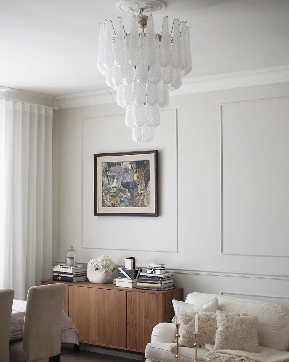 Aurora Chandelier Clear Droplets Murano Glass Waterfall Diamond