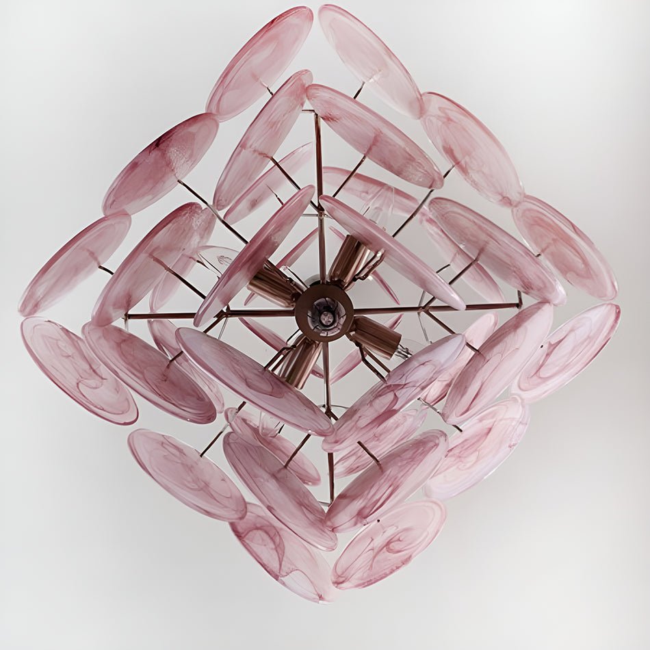 Aurora Chandelier Pink Disc Layered Artisanal - Neutralighting