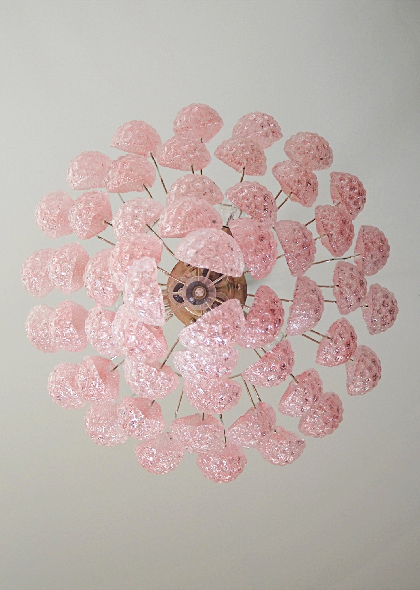 Aurora Chandelier Pink Droplet Murano Glass Diamond Pattern Waterfall
