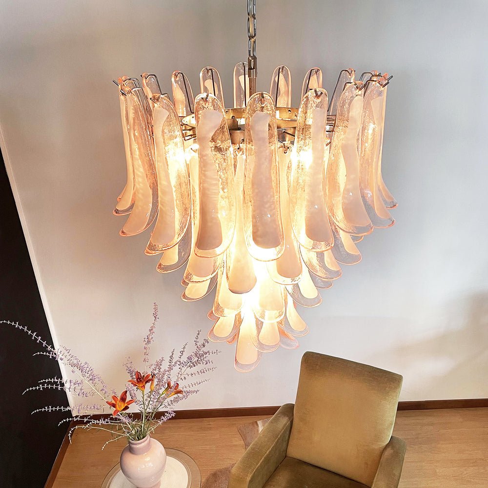 Aurora Chandelier Pink Murano Glass Petals Cascade
