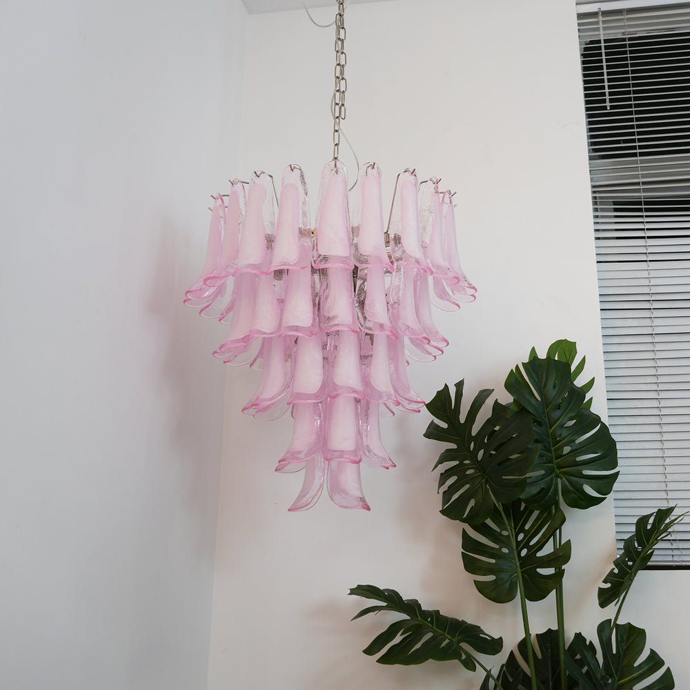 Aurora Chandelier Pink Murano Glass Petals Cascade