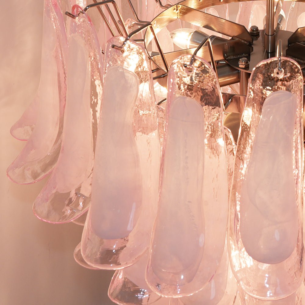 Aurora Chandelier Pink Murano Glass Petals Cascade