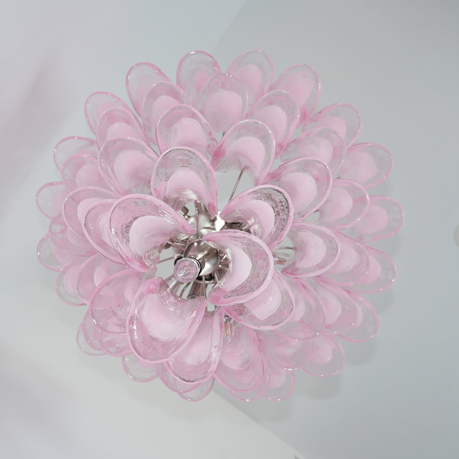 Aurora Chandelier Pink Murano Glass Petals Cascade