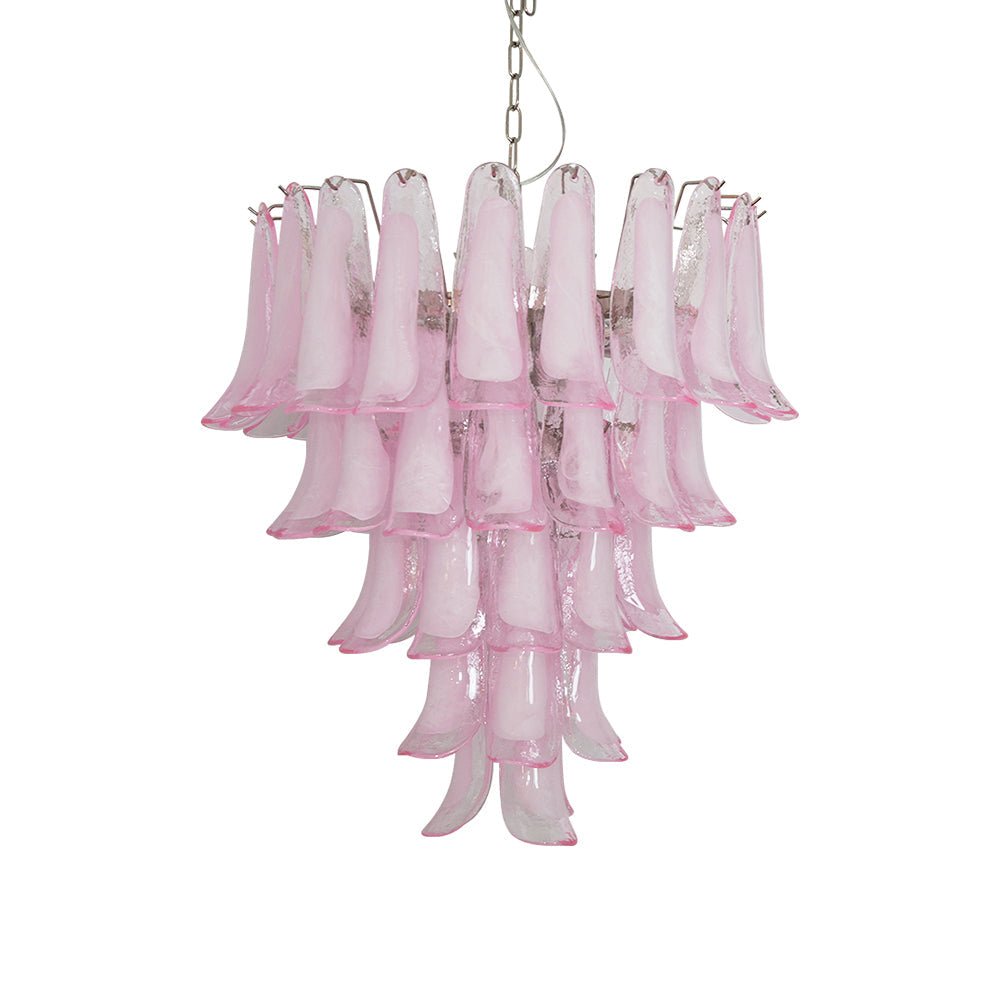 Aurora Chandelier Pink Murano Glass Petals Cascade