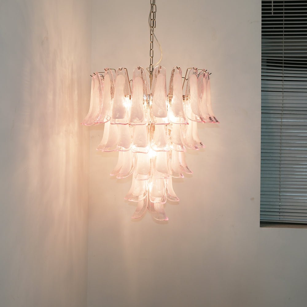 Aurora Chandelier Pink Murano Glass Petals Cascade