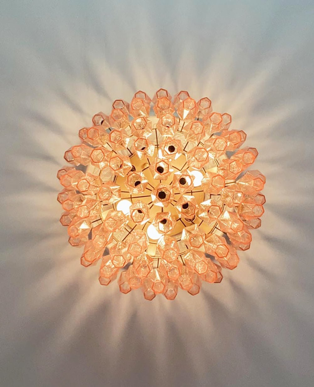 Aurora Ceiling Lamp Pink Rhombus Glass Layered Vintage Elegance - Neutralighting