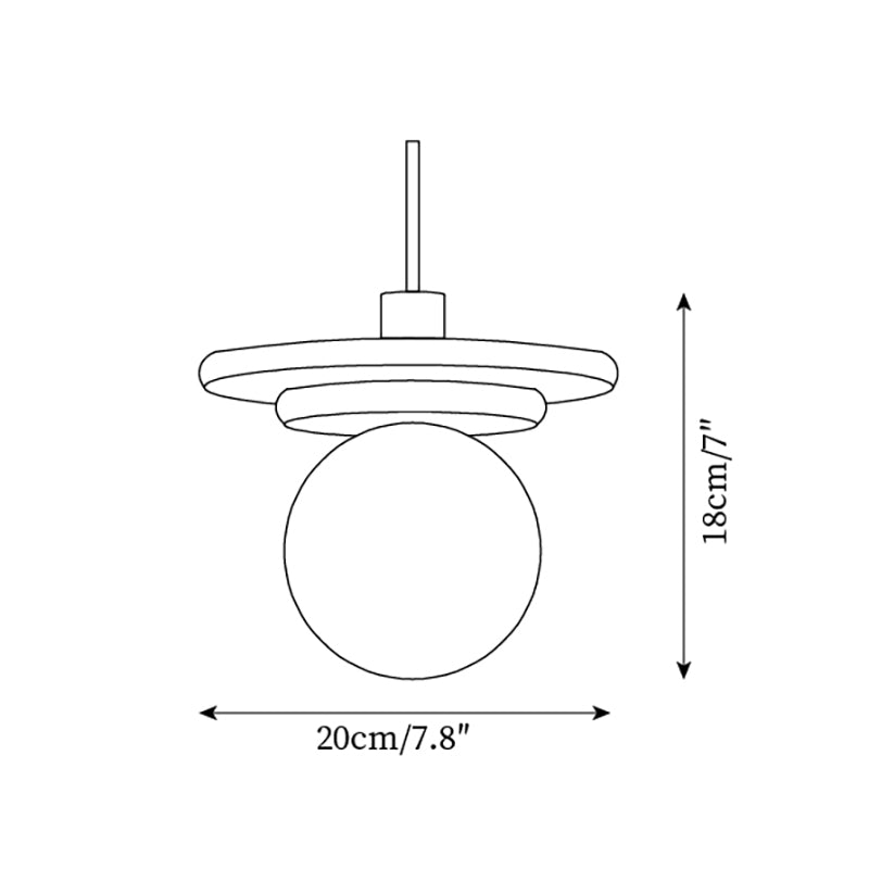 Pendant Lamp Glass Globe Travertine Disc Walnut Wood Natural - Neutralighting