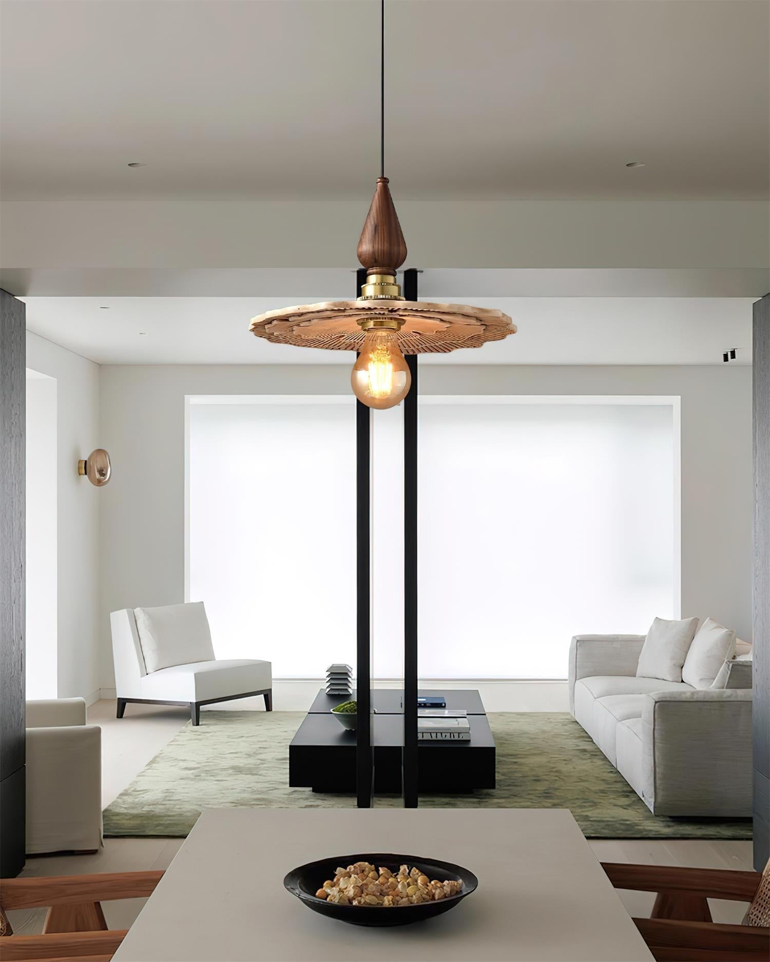 Vintage Mushroom Wooden & Brass Pendant Light - Neutralighting