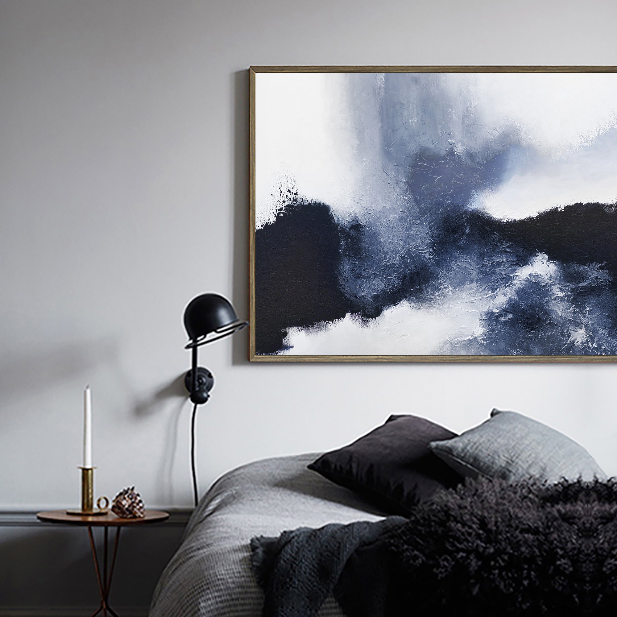Stormy Blue Abstract Landscape Framed Wall Art