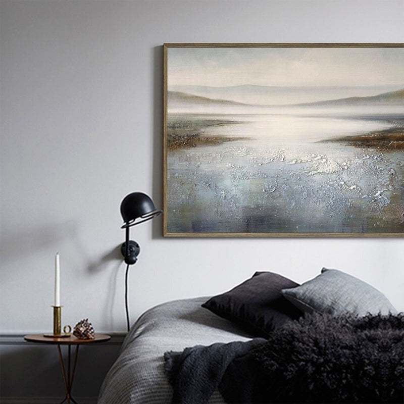 Misty Lake Landscape Painting Horizontal