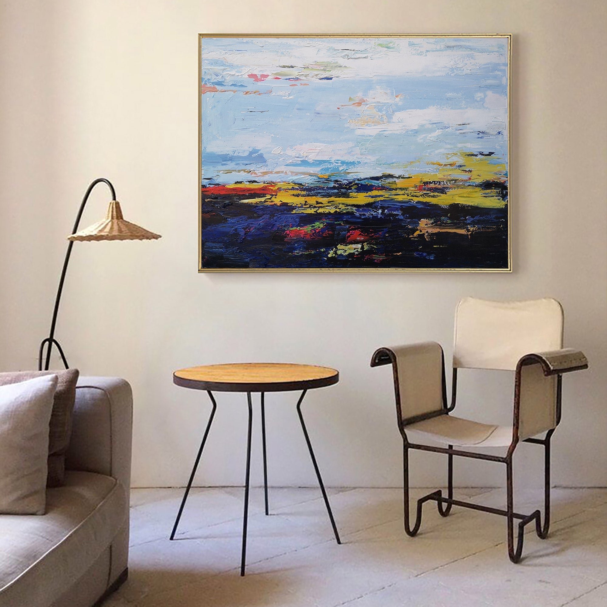 Blue Abstract Landscape Art 48'' X 36'' IS64 - Neutralighting