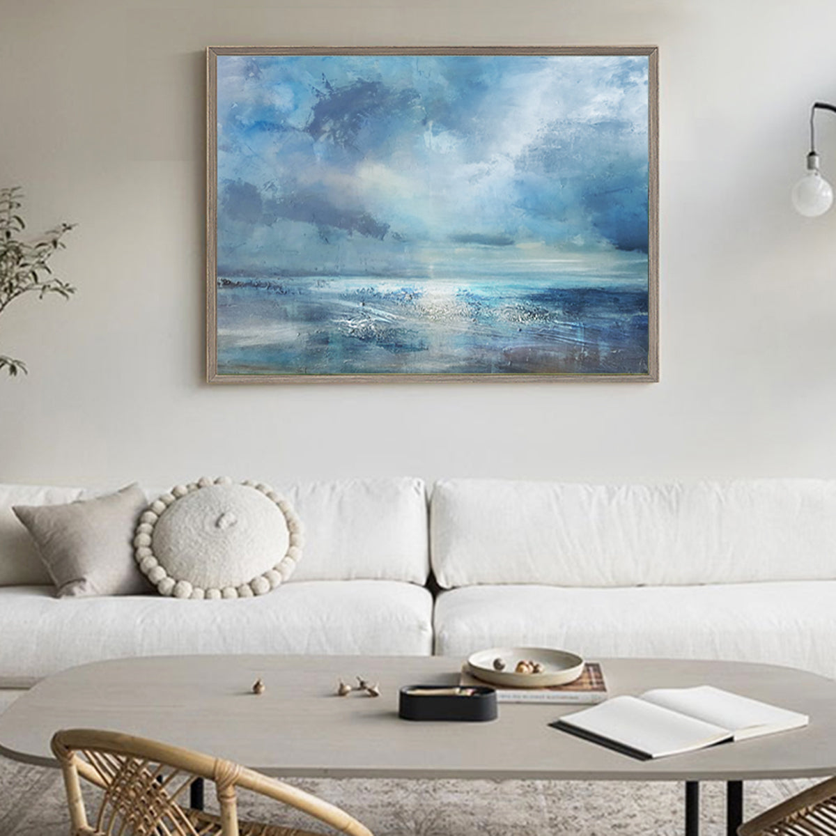 Original Abstract Beach Painting ABSH18 - Neutralighting