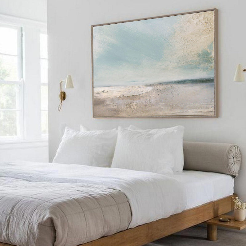 Soft Coastal Blue Beige Seascape Textured Wall Art