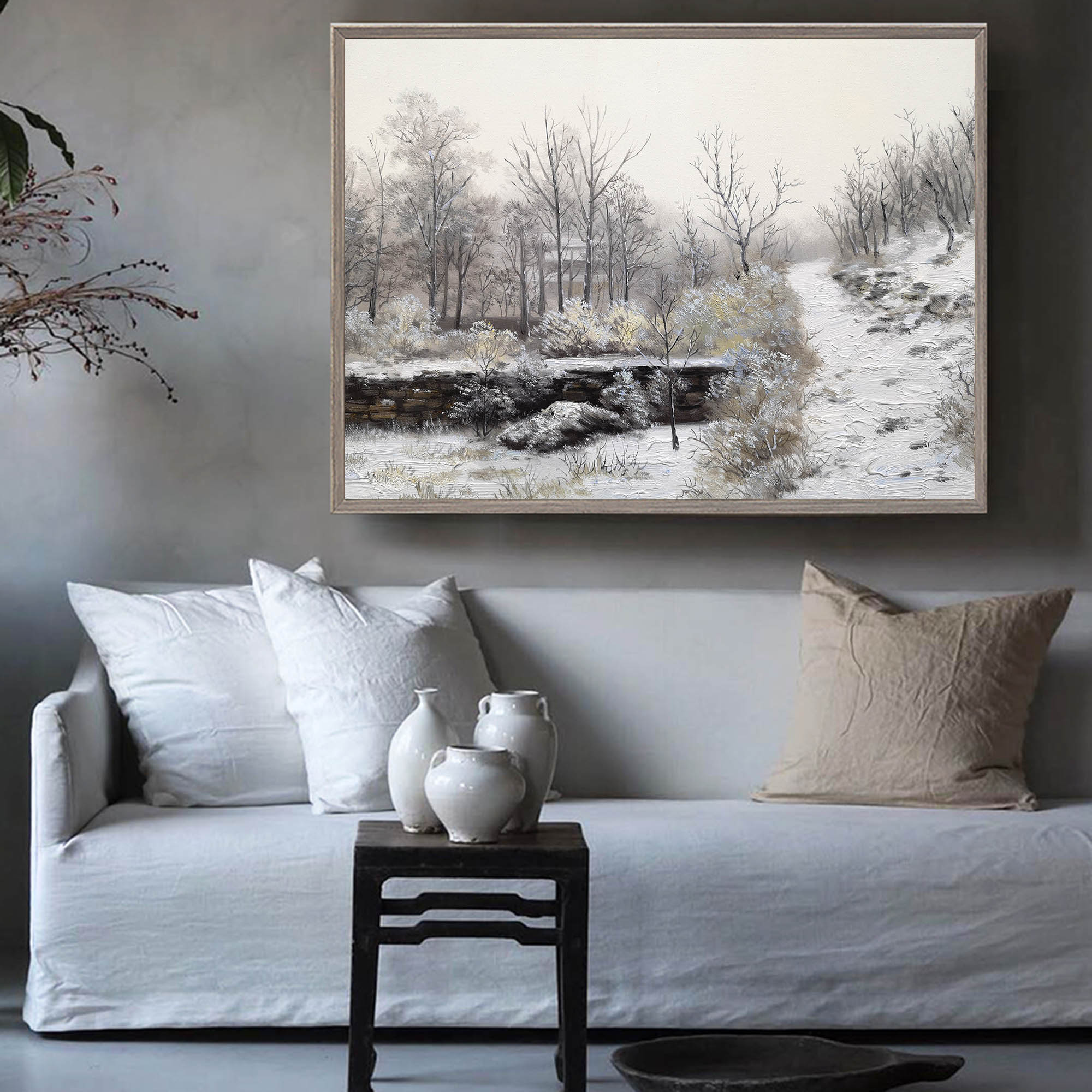 Frosty Winter Scenery Muted‑Tone Serene Nature Wall Decoration