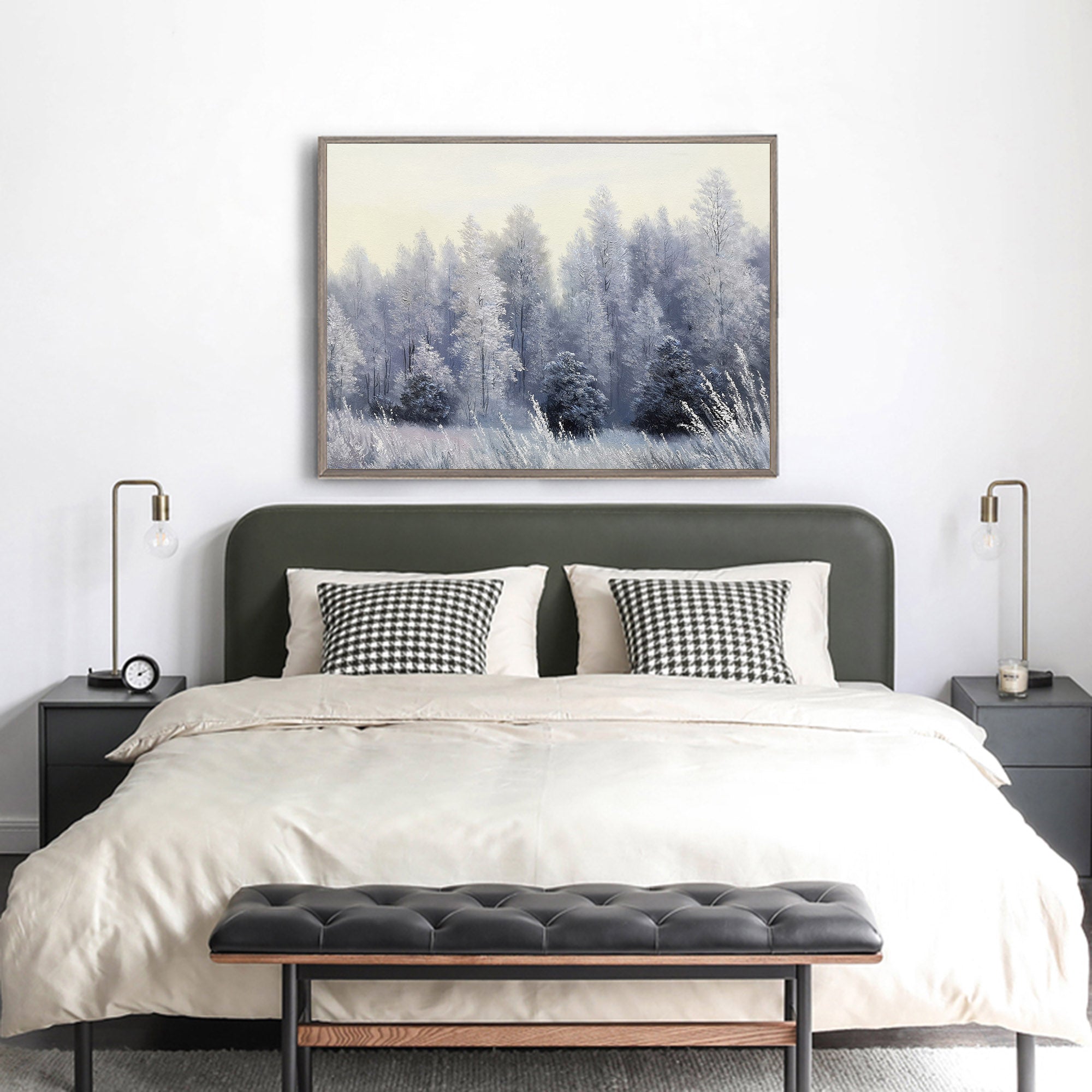 Misty Winter Forest Landscape Canvas Wall Art