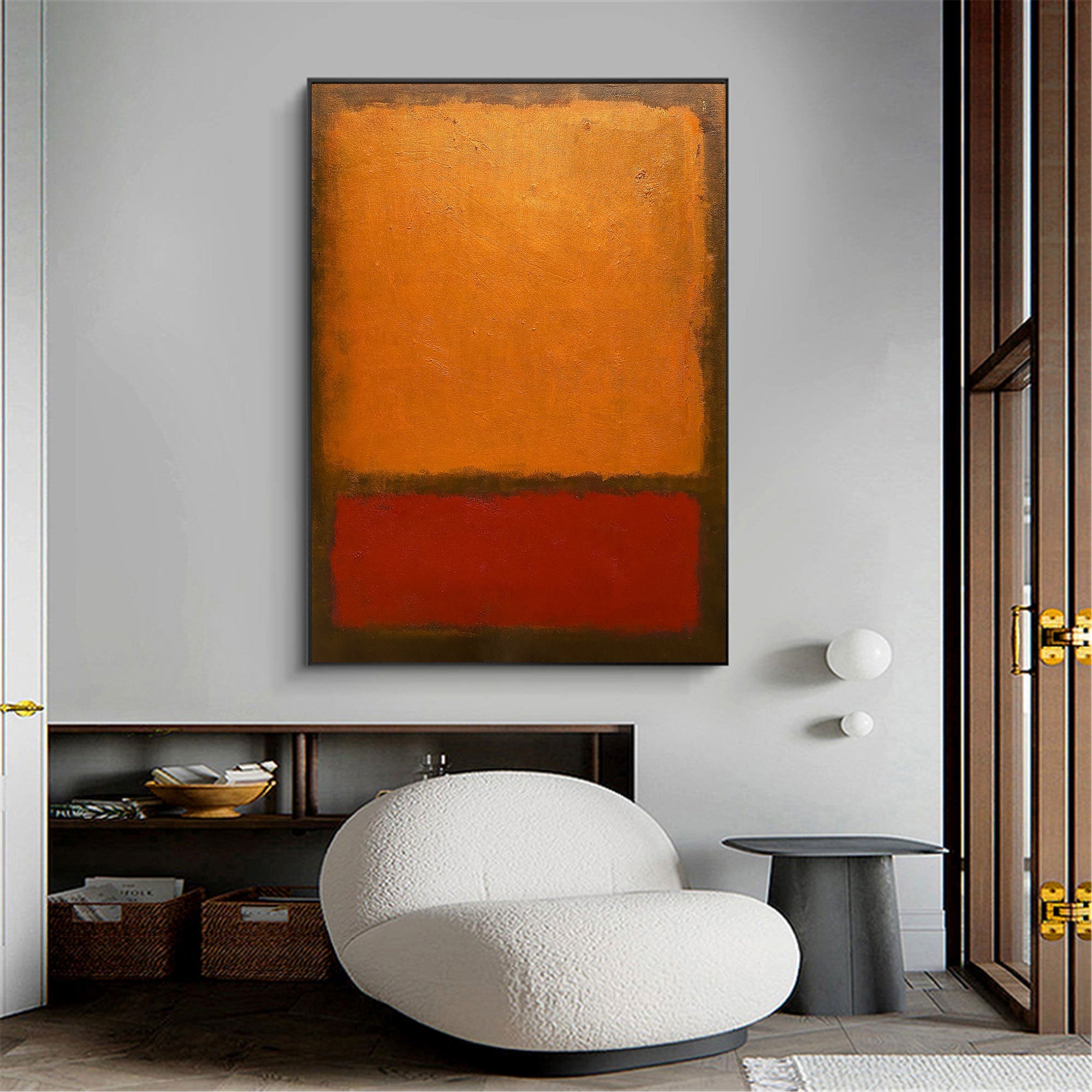 Warm‑Tone Color‑Block Abstract Hand‑Painted Thick Textured Artwork