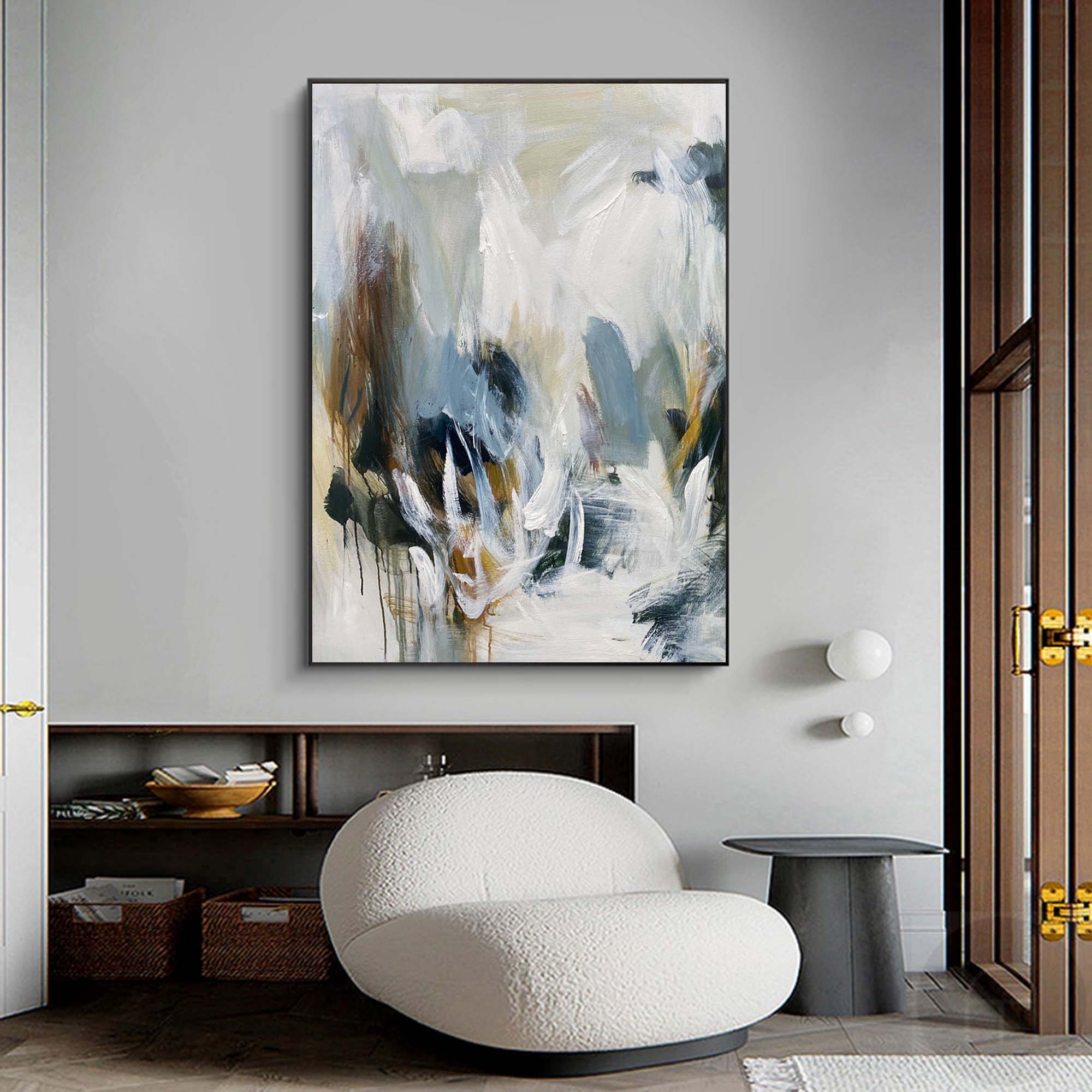 Wall Art Modern Blue Grey Painting