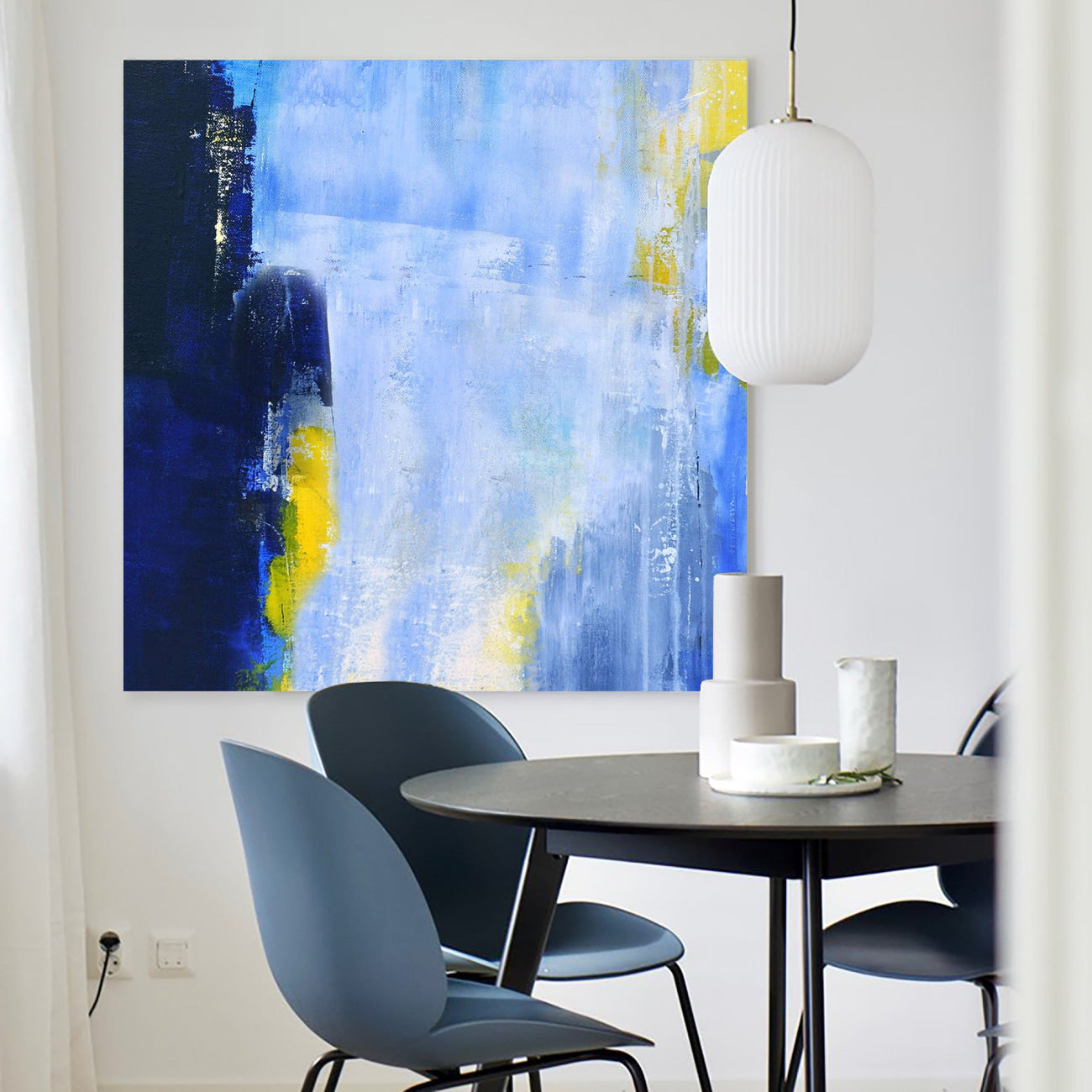 Blue Gold Abstract Canvas Wall Art