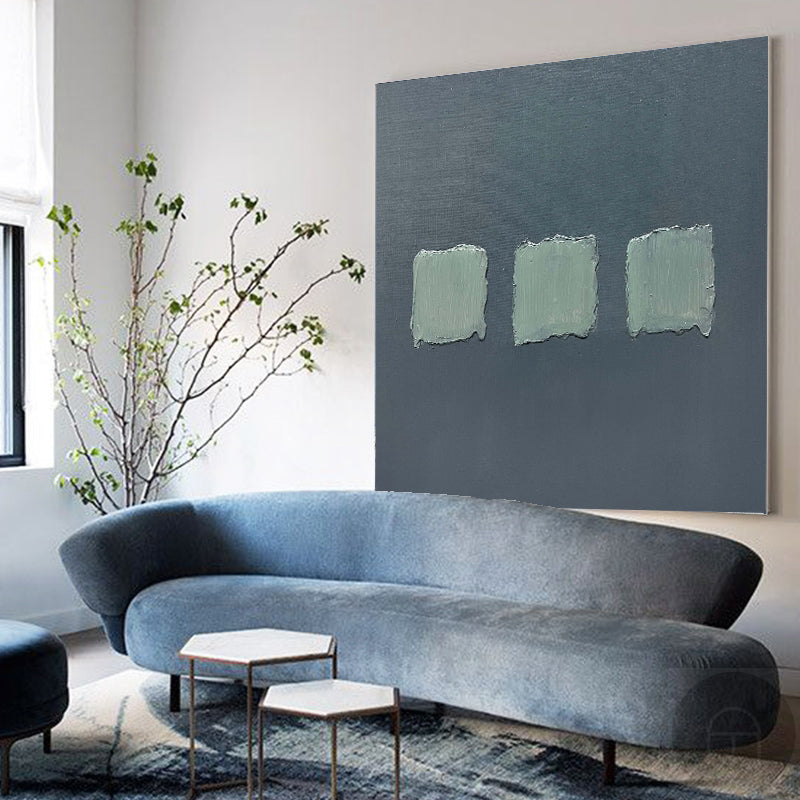 Wall Art Sage Green Textured Squares on Grey Abstract Minimalist Texture Bedroom | Neutralighting