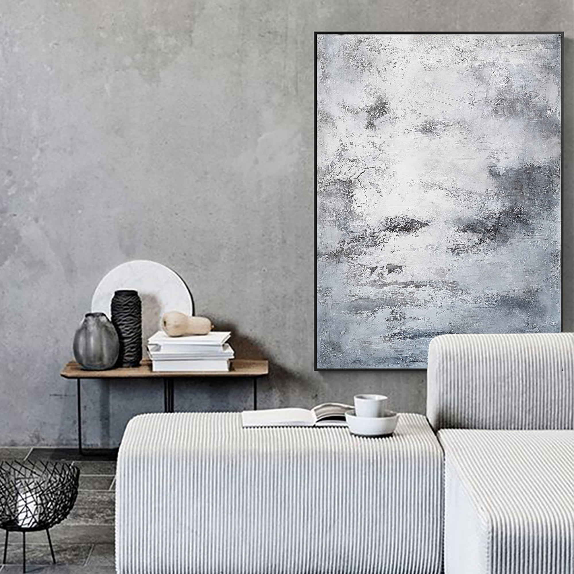 Grey White Abstract Painting 36'' X 48'' IS54 - Neutralighting