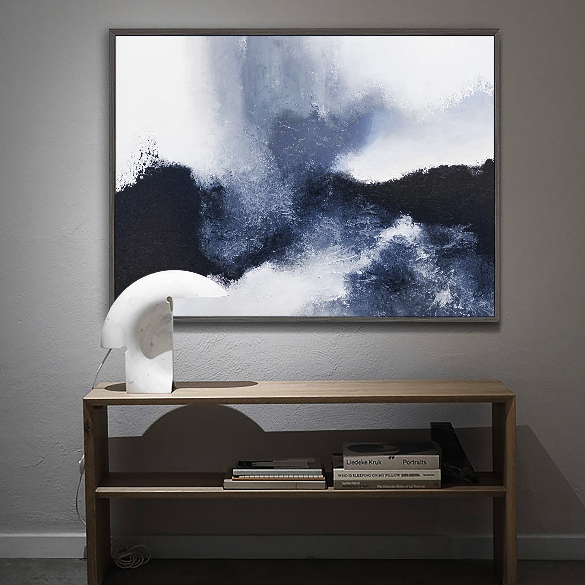 Stormy Blue Abstract Landscape Framed Wall Art