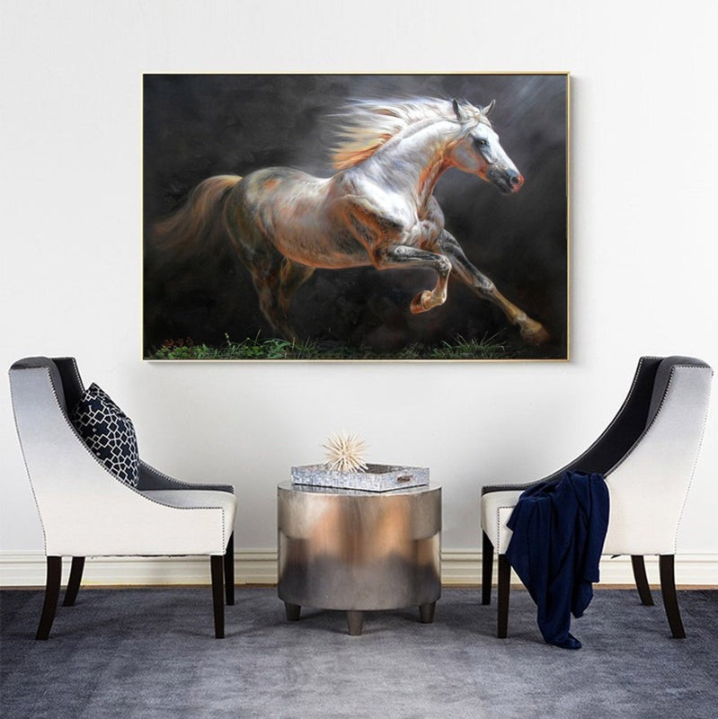 Running White Horse Painting