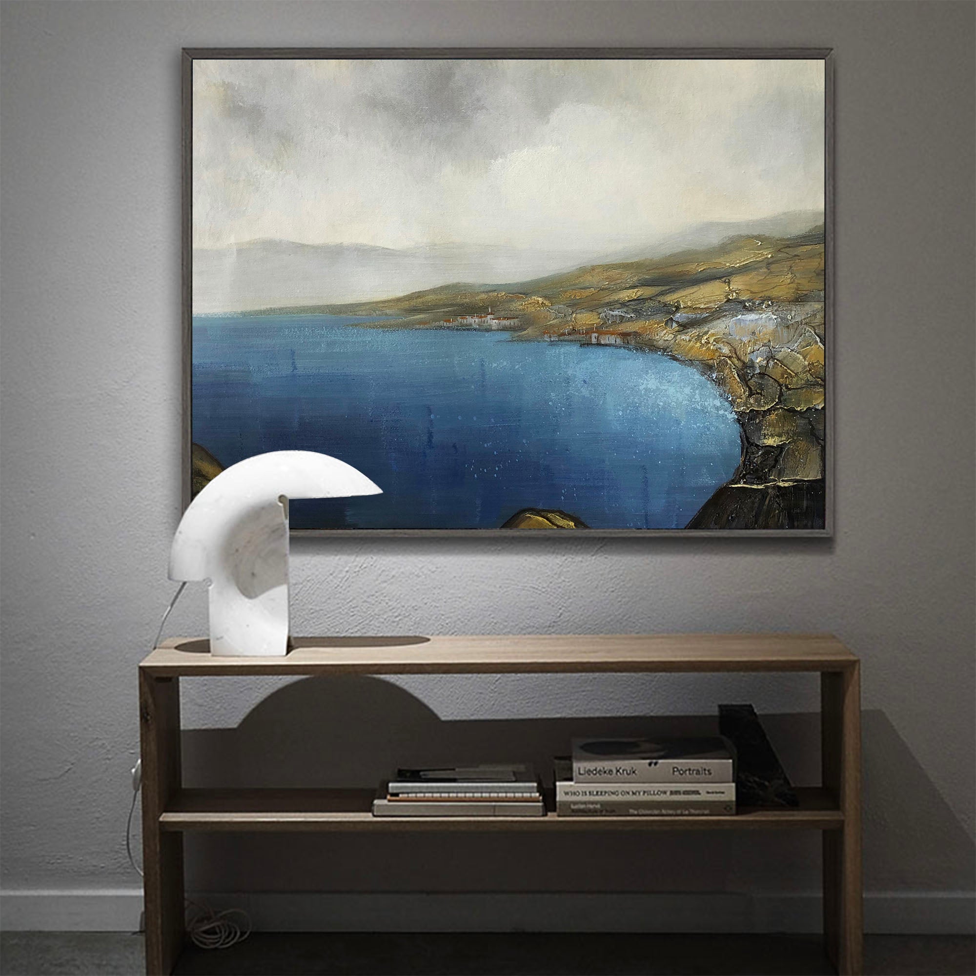 Vintage Seascape Landscape Abstract Unstretched Linen Canvas Wall Art