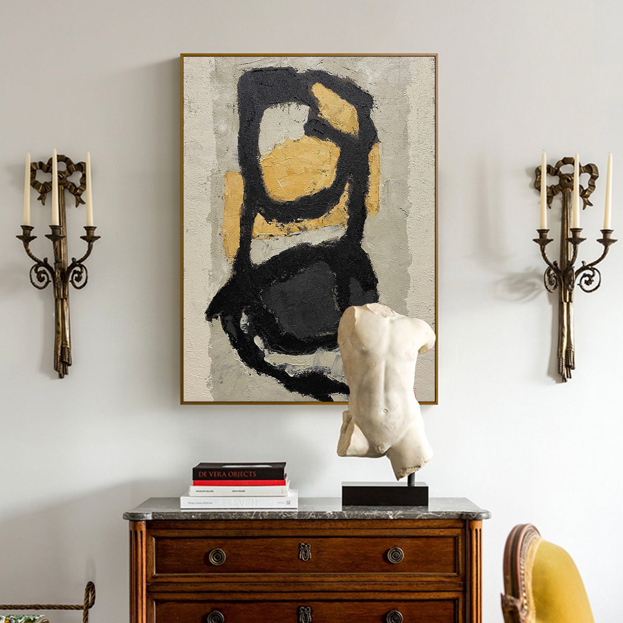 Black Gold Abstract Painting ABAV116 - Neutralighting