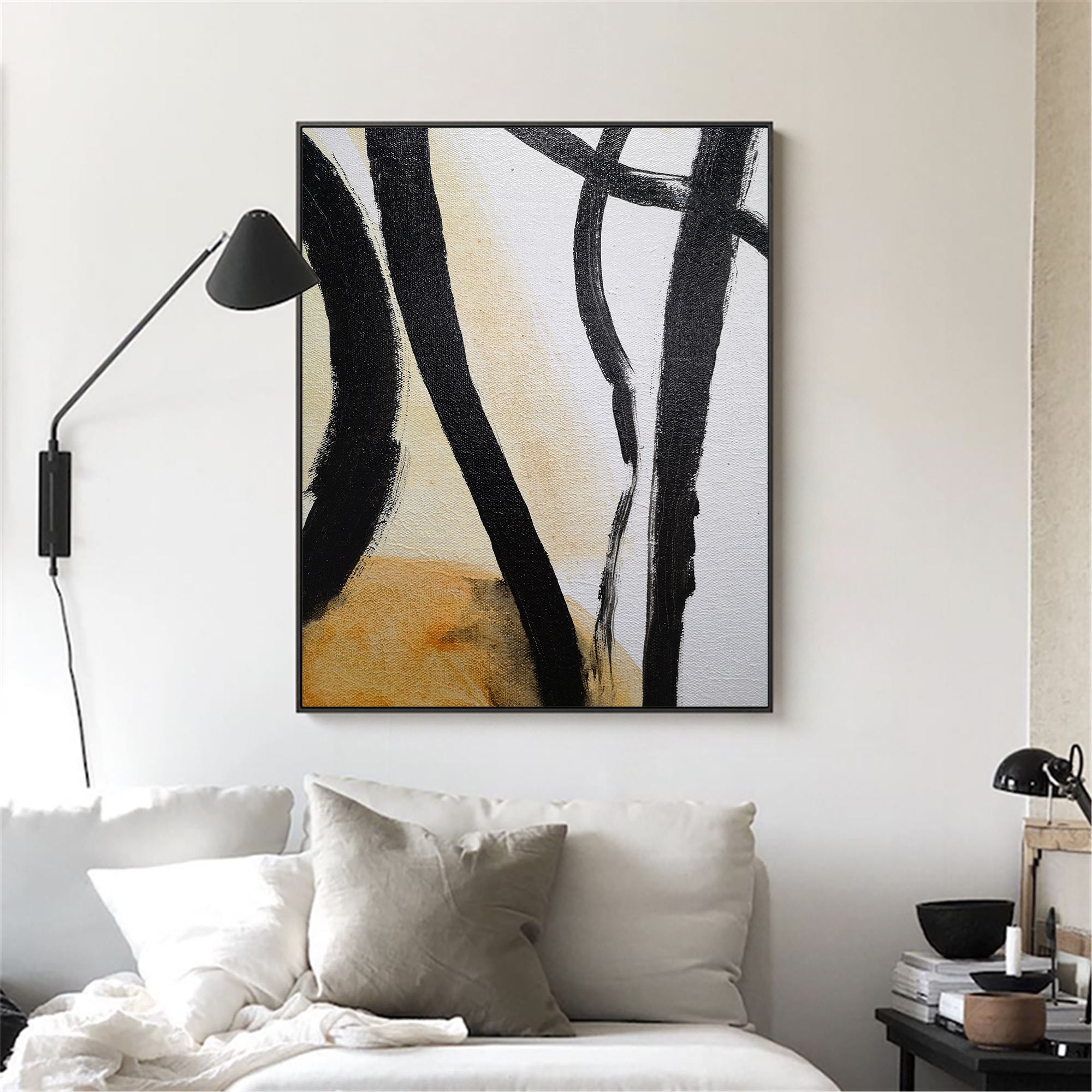 Black And White Abstract Minimalist Painting ABAV74 - Neutralighting