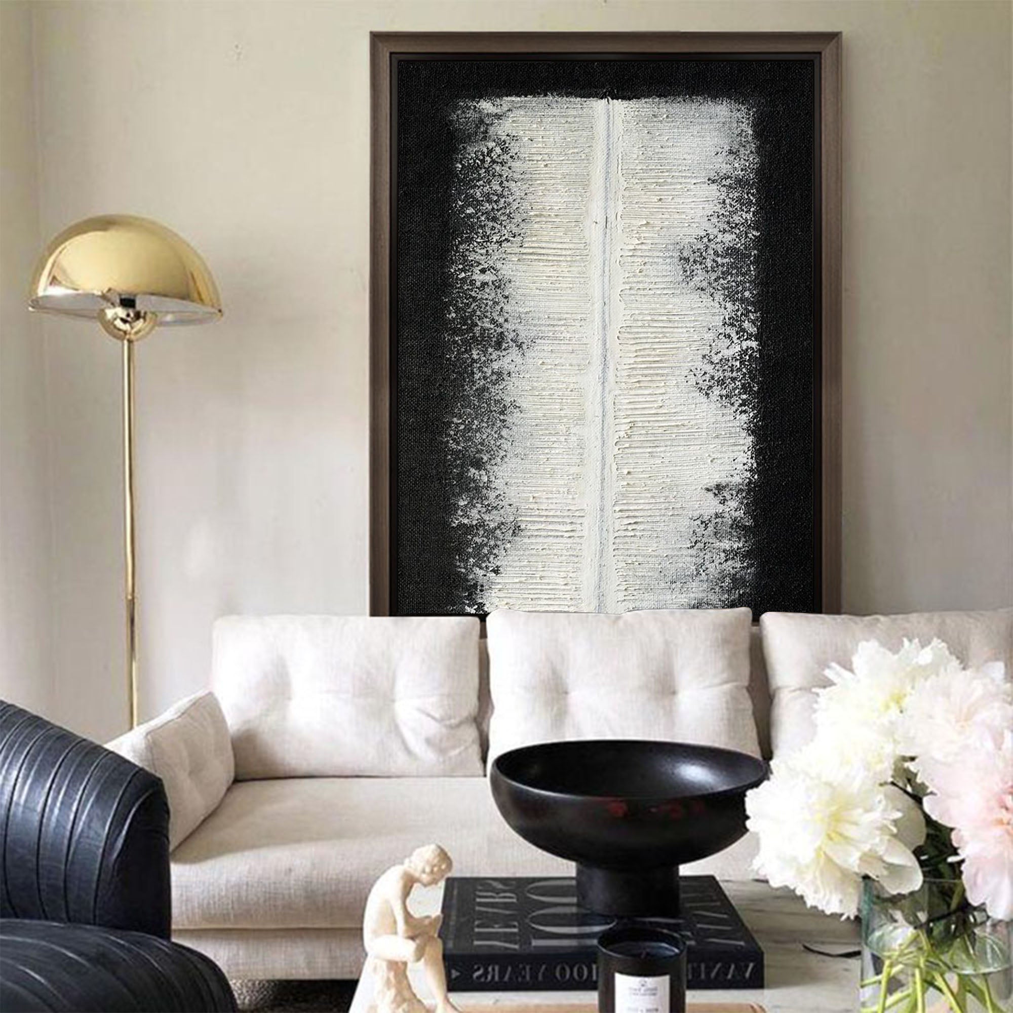 Black‑White Square Textured‑Block Monochrome Artwork