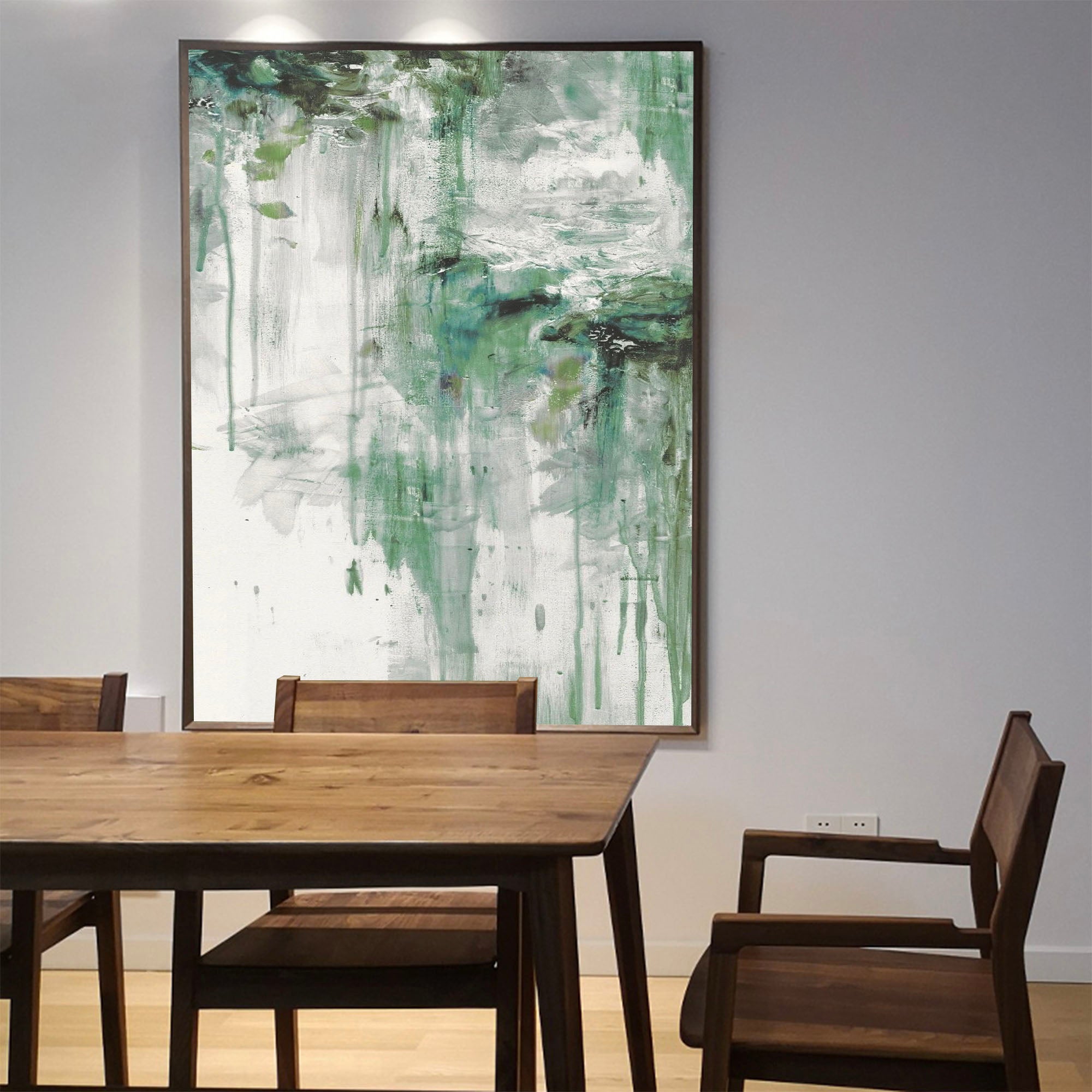 Vertical Fresh Green Dripping Texture Wall Art