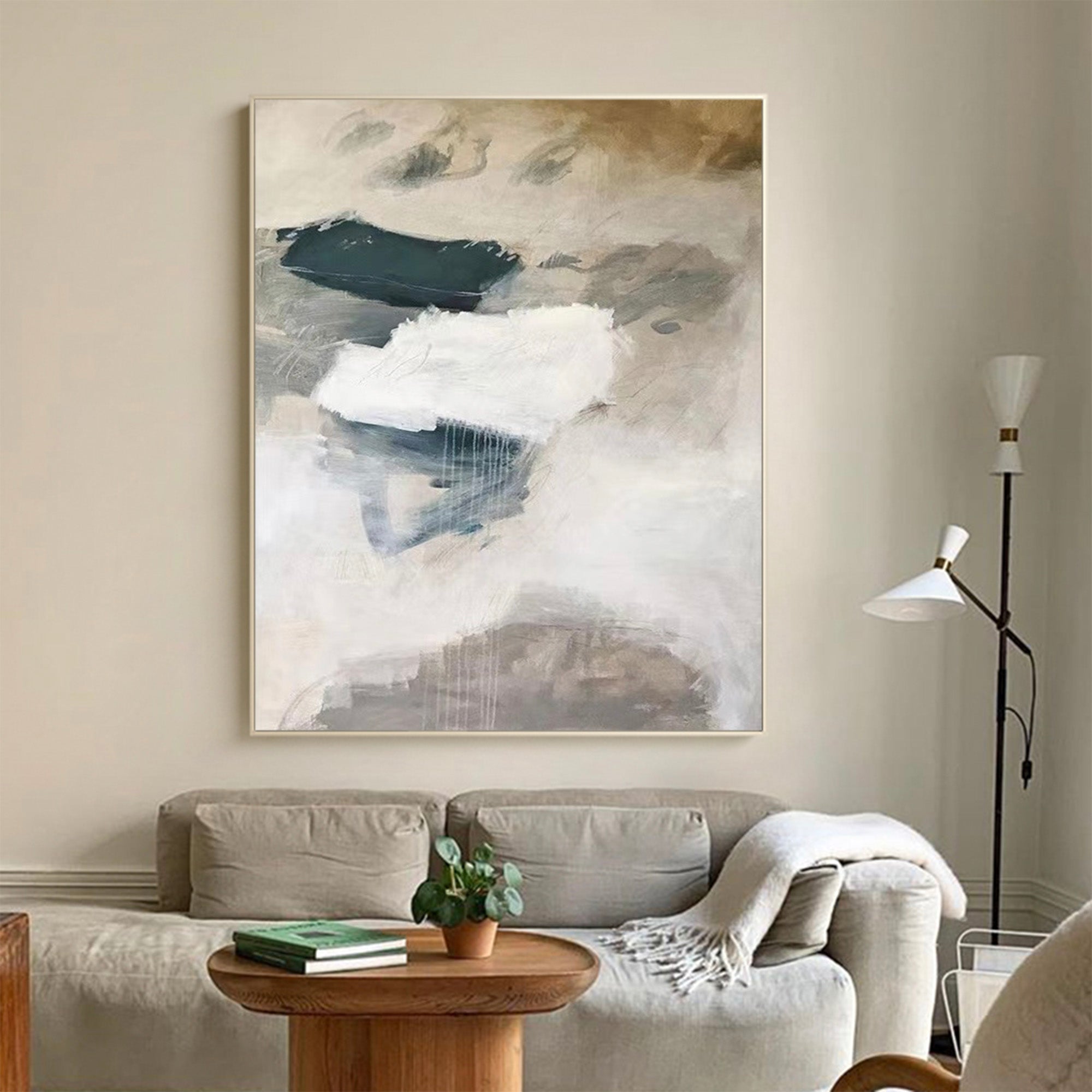 Moody Blue Gray Abstract Coastal Landscape Wall Art