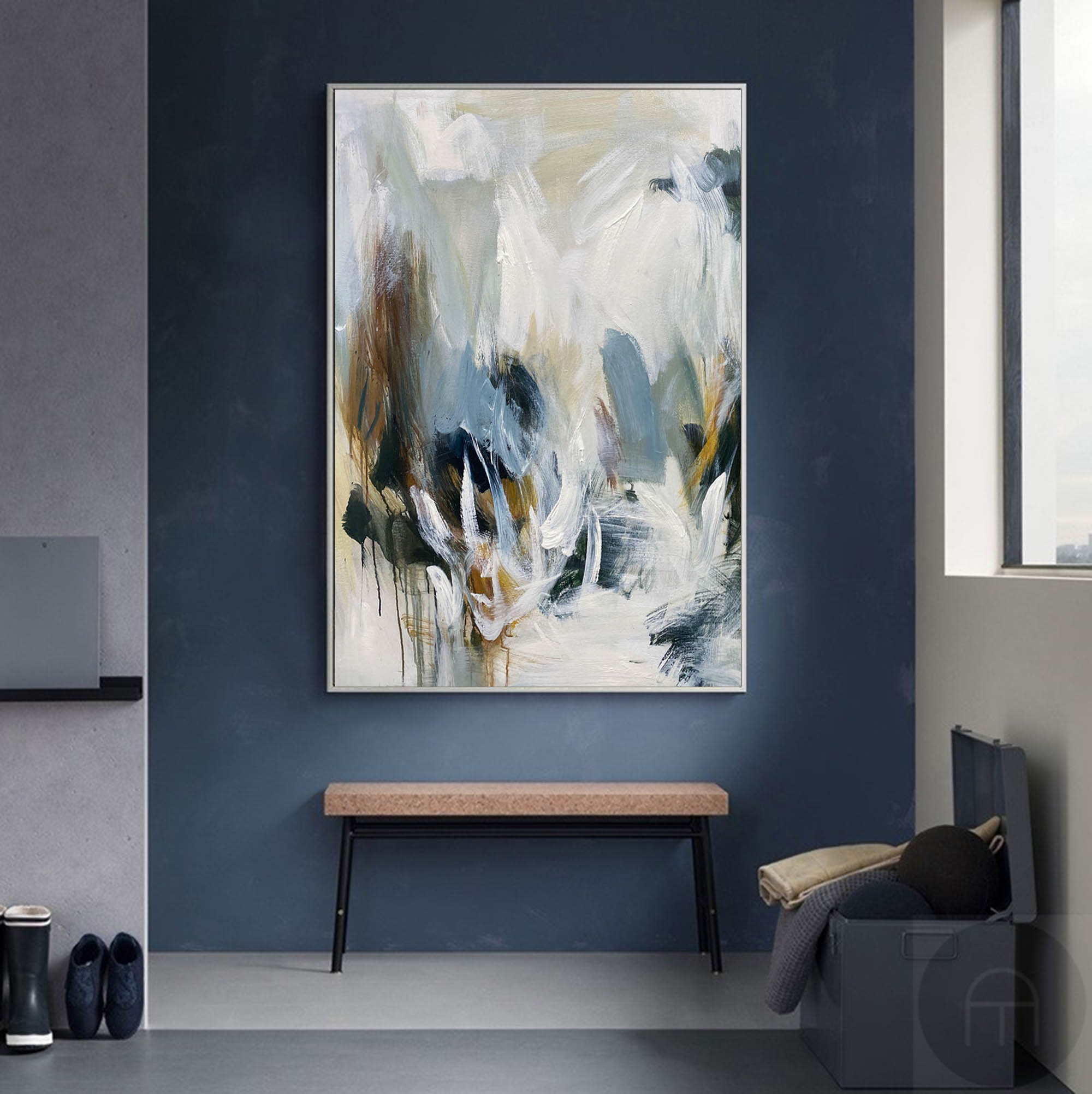 Wall Art Modern Blue Grey Painting