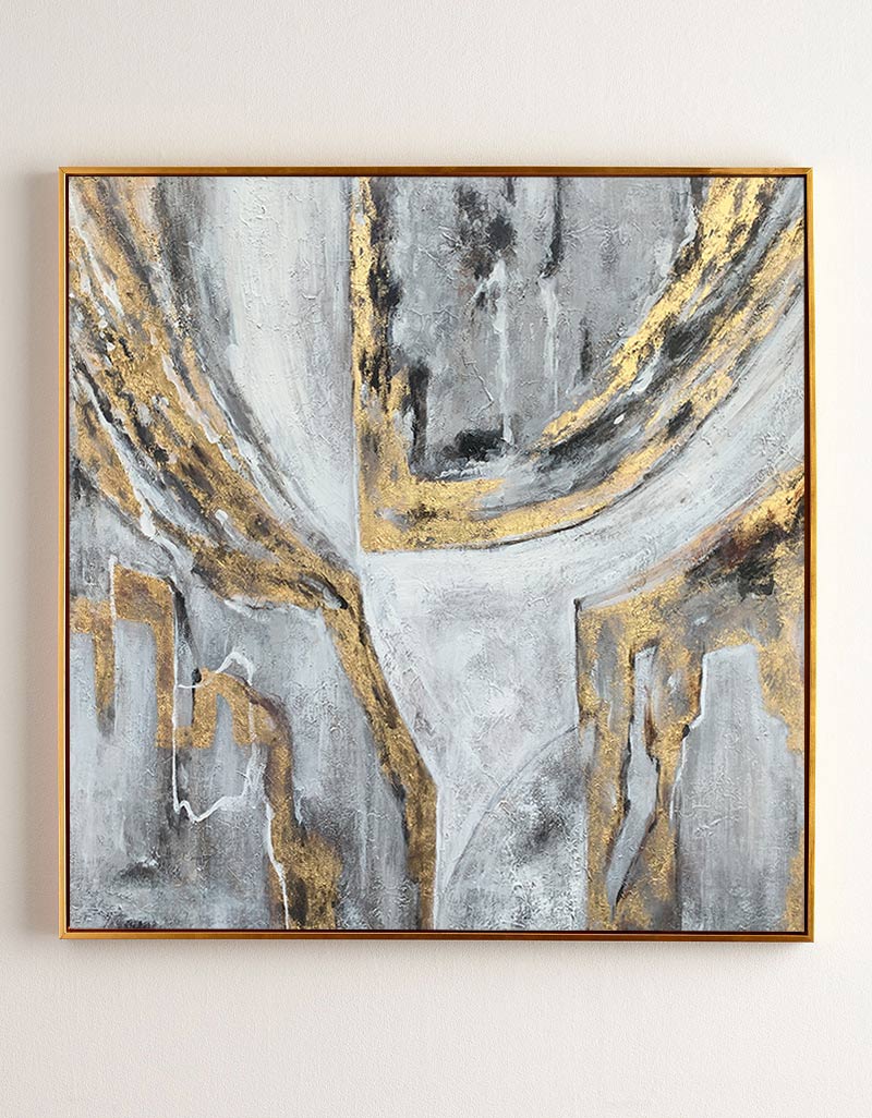 Gray Gold Abstract painting ABAS19 - Neutralighting