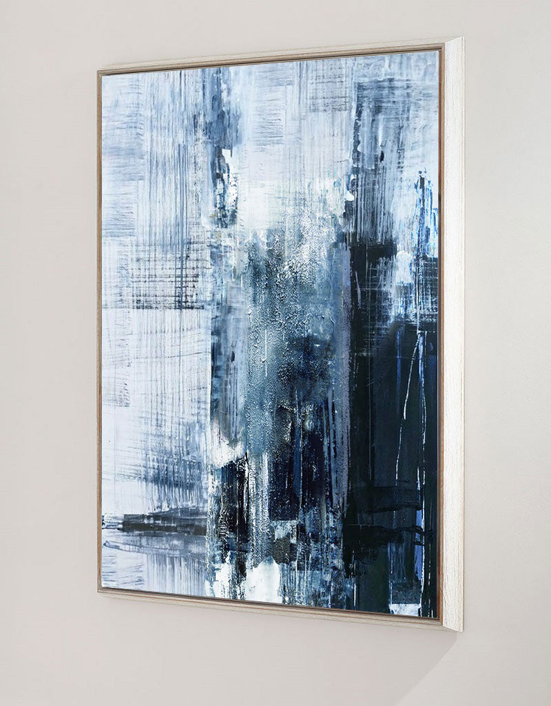 Midnight Blue Abstract Textured Canvas Wall Art