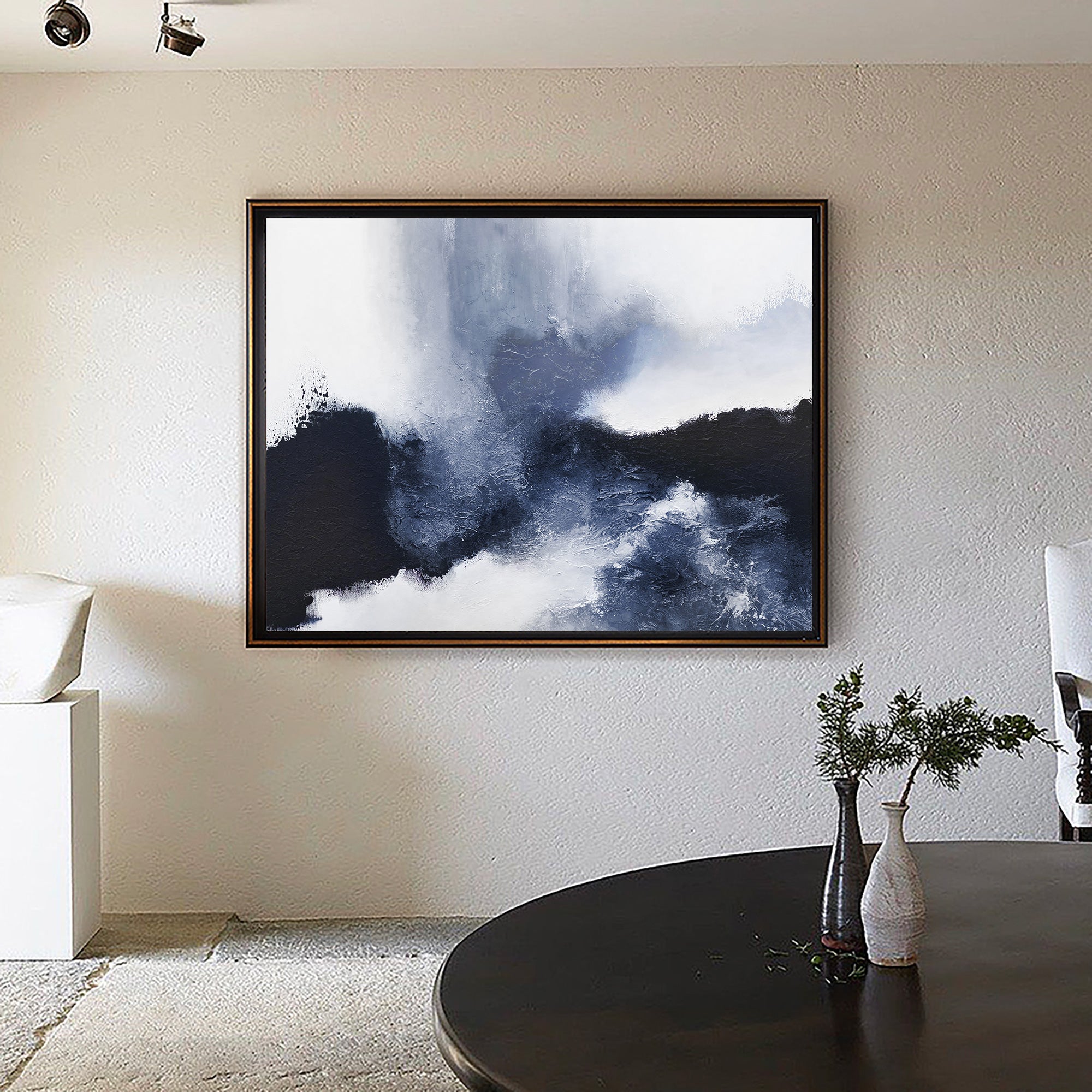 Stormy Blue Abstract Landscape Framed Wall Art