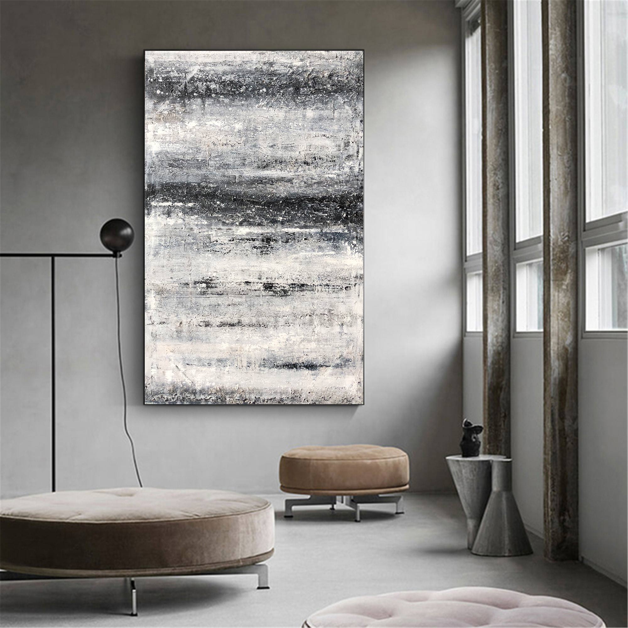 Black And White Beach Abstract Art ABAV77 - Neutralighting