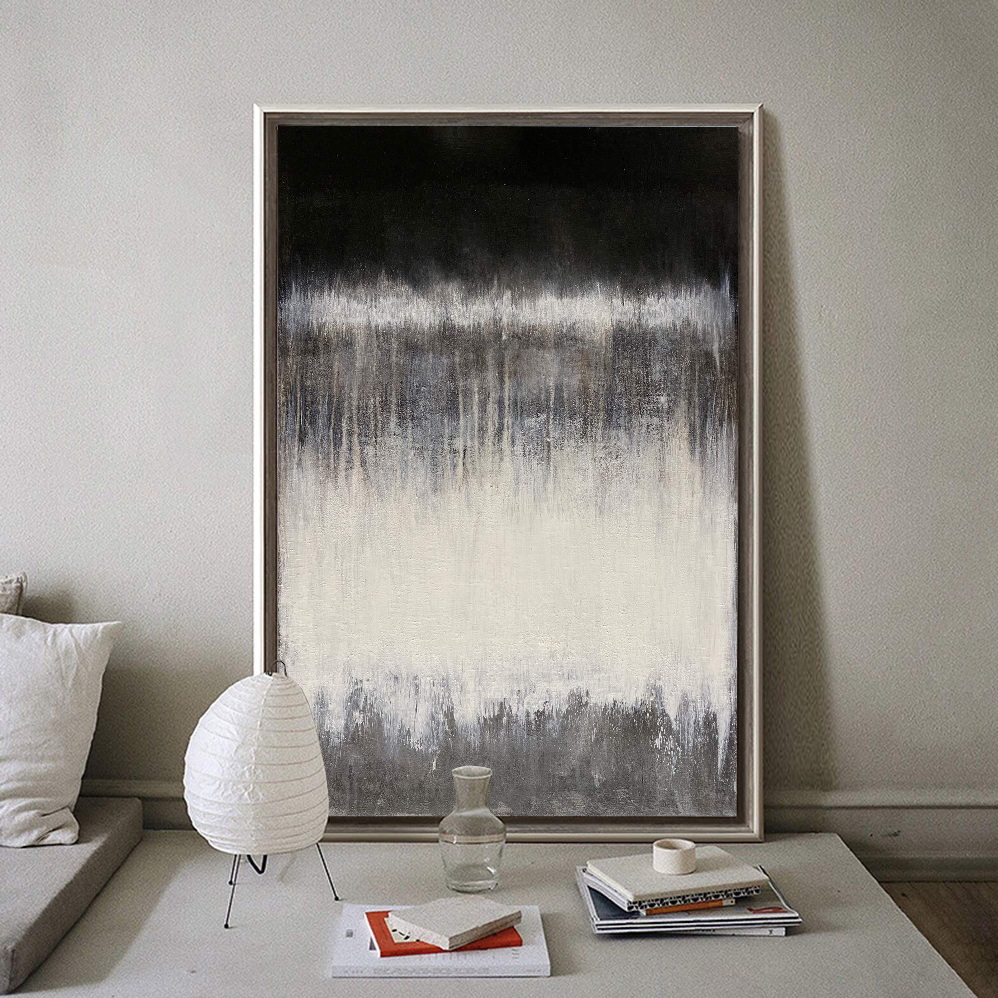 Black White Grey Abstract Painting