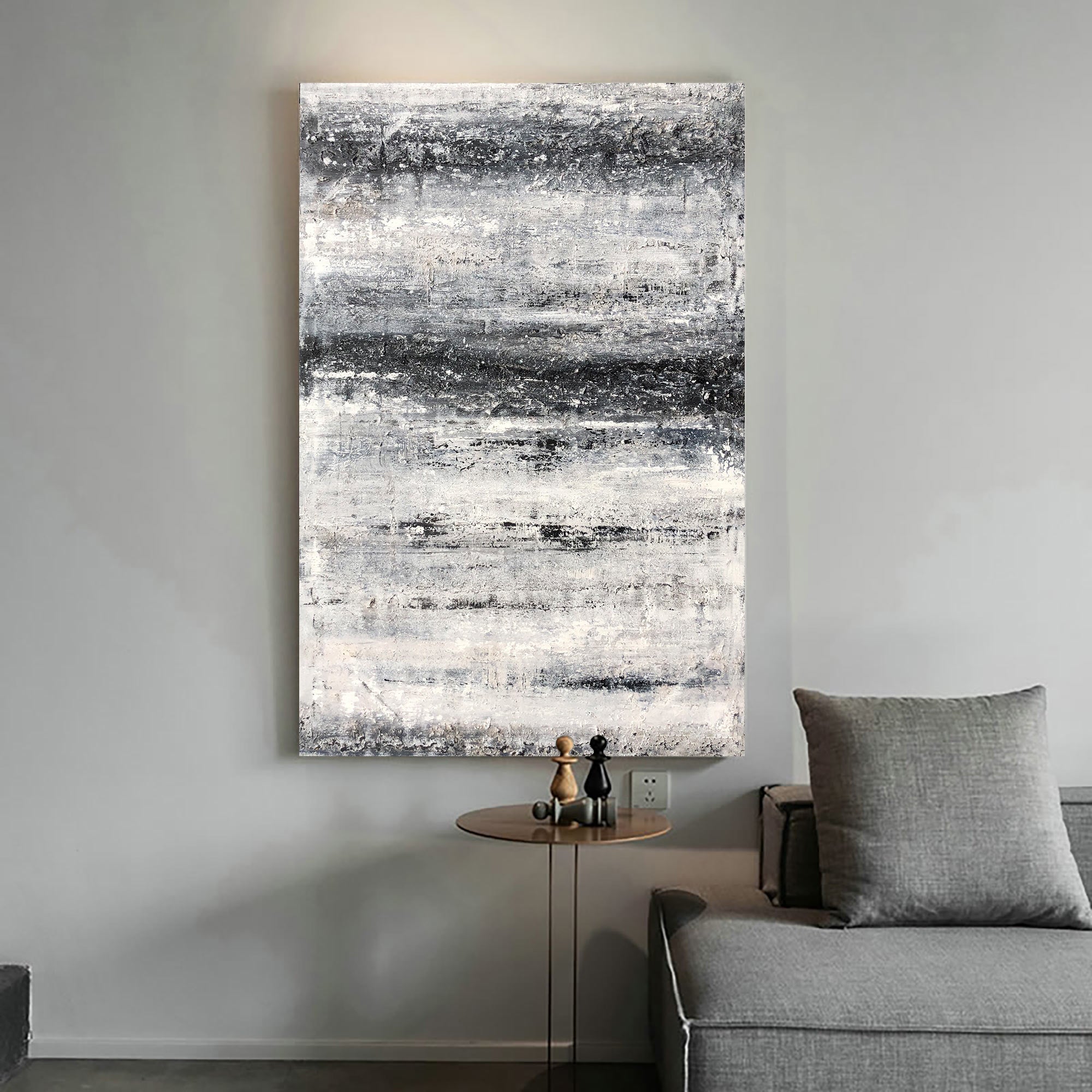Black And White Beach Abstract Art ABAV77 - Neutralighting