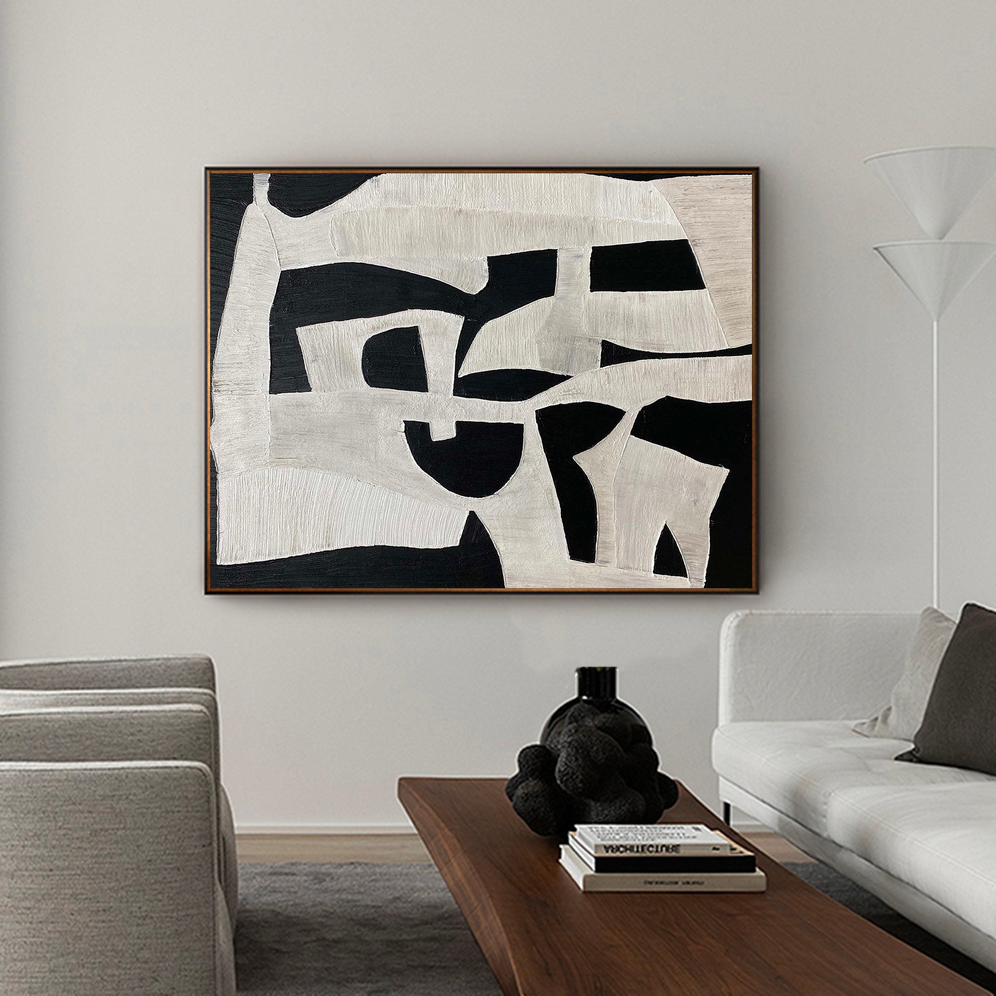 Monochrome Organic Abstract Textured Wall Art