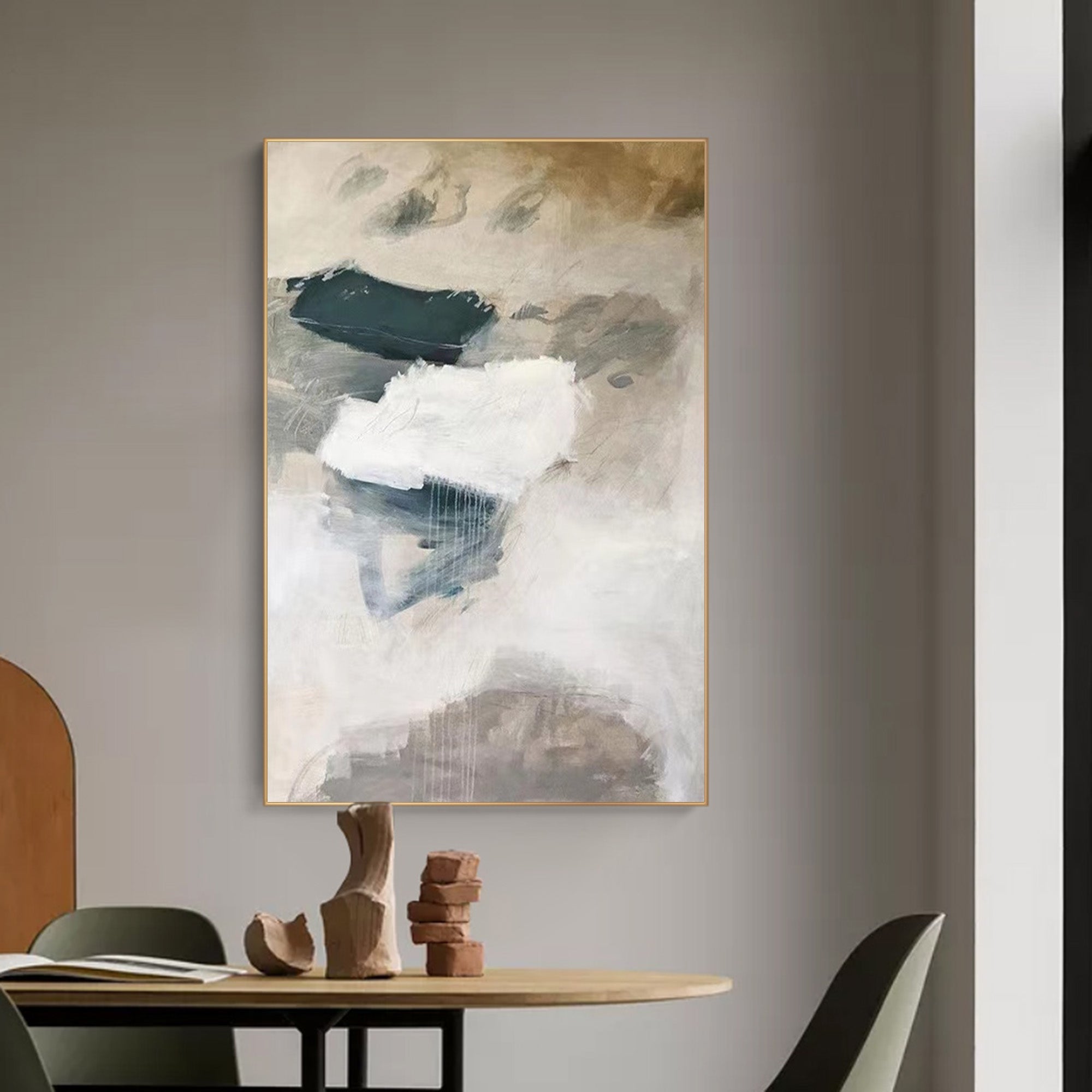 Moody Blue Gray Abstract Coastal Landscape Wall Art