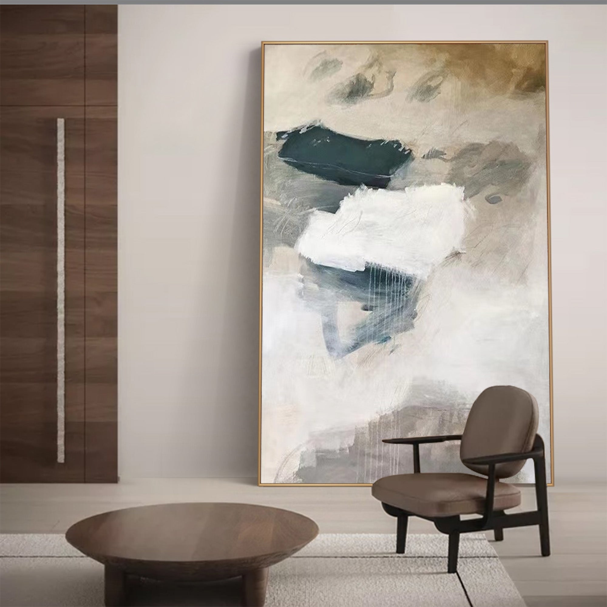 Moody Blue Gray Abstract Coastal Landscape Wall Art
