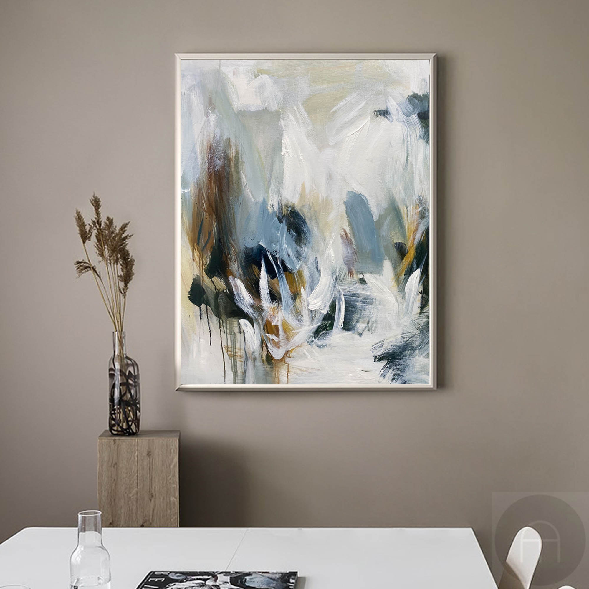Wall Art Modern Blue Grey Painting
