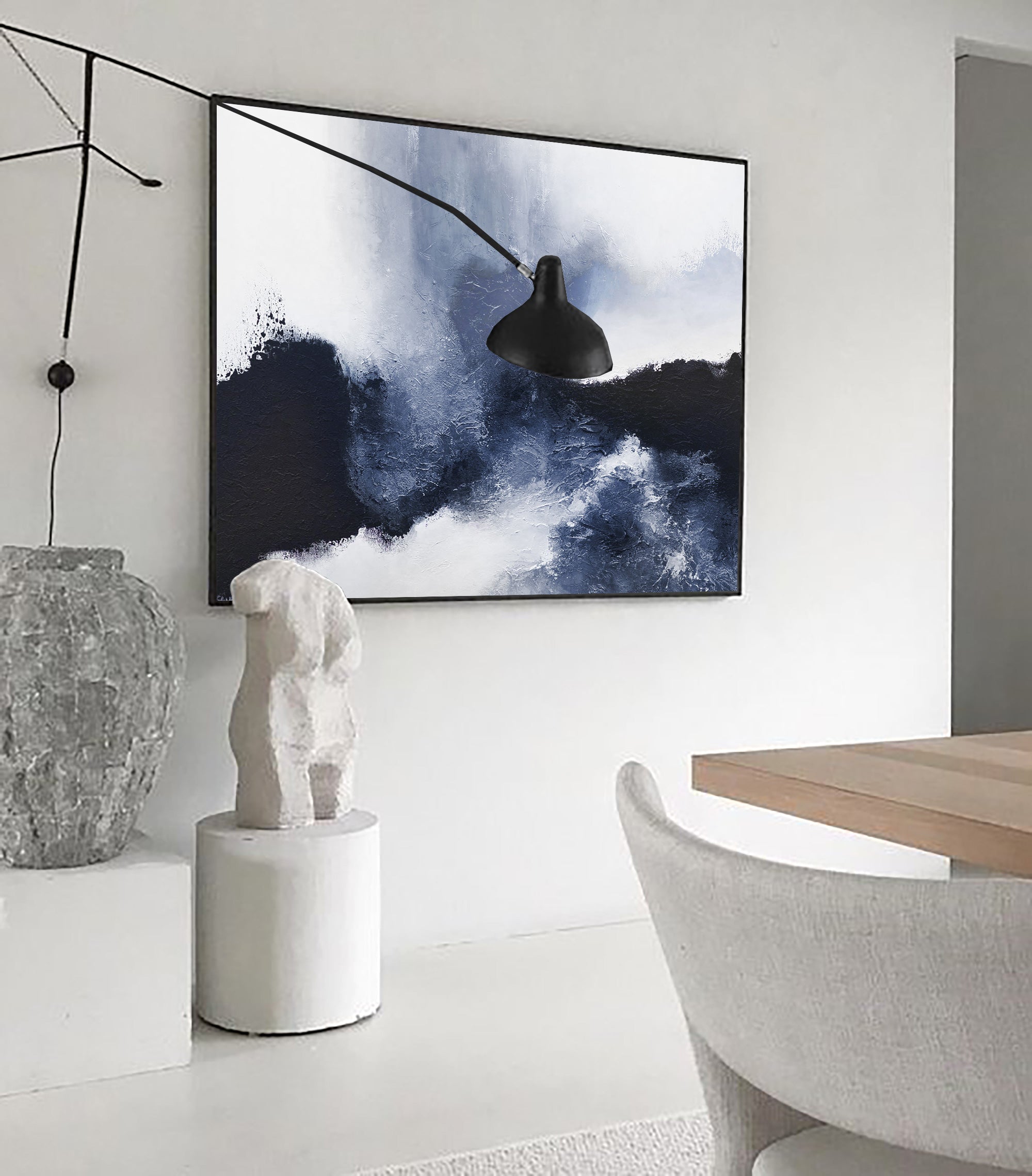 Stormy Blue Abstract Landscape Framed Wall Art