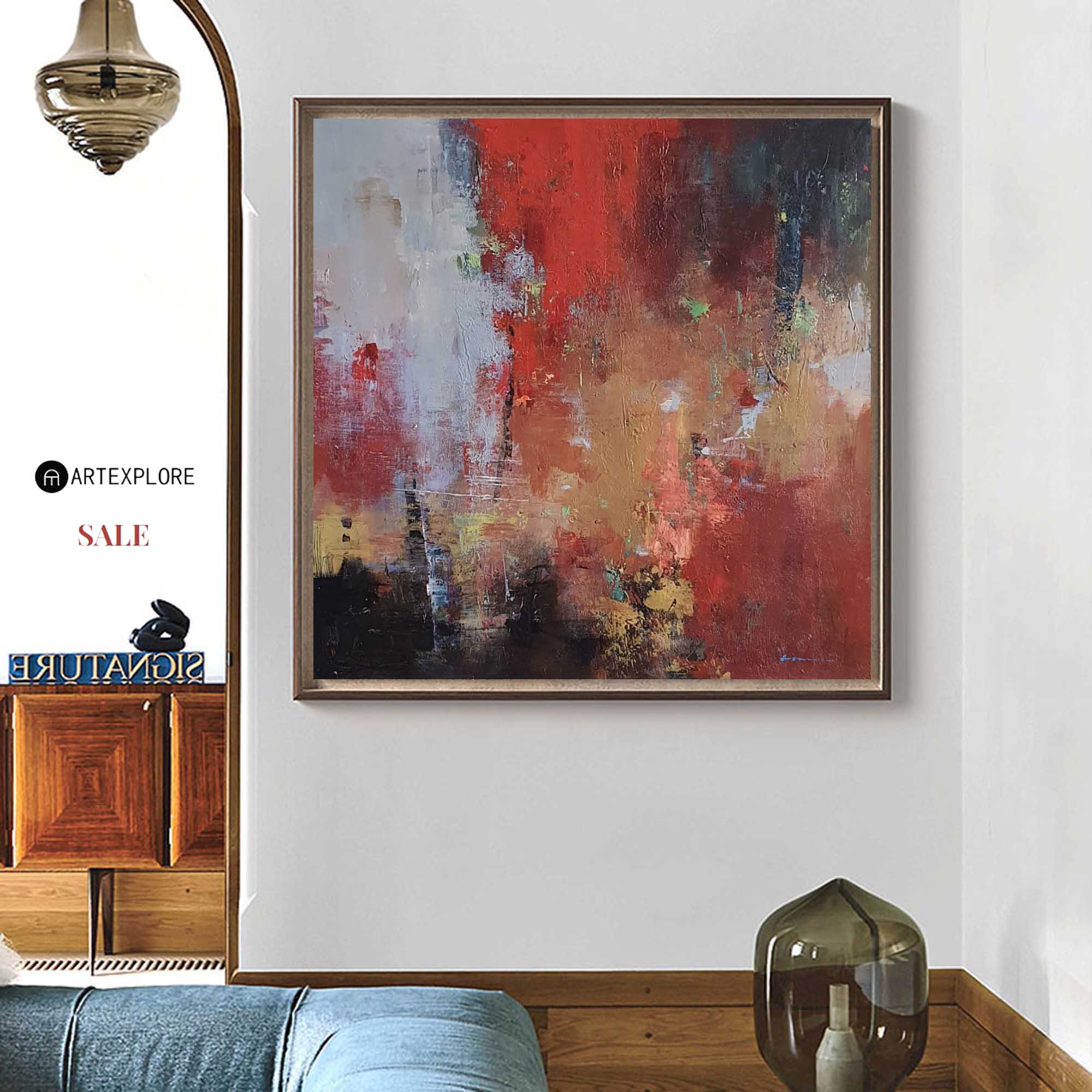 Bold Multicolor Abstract Square Canvas Art