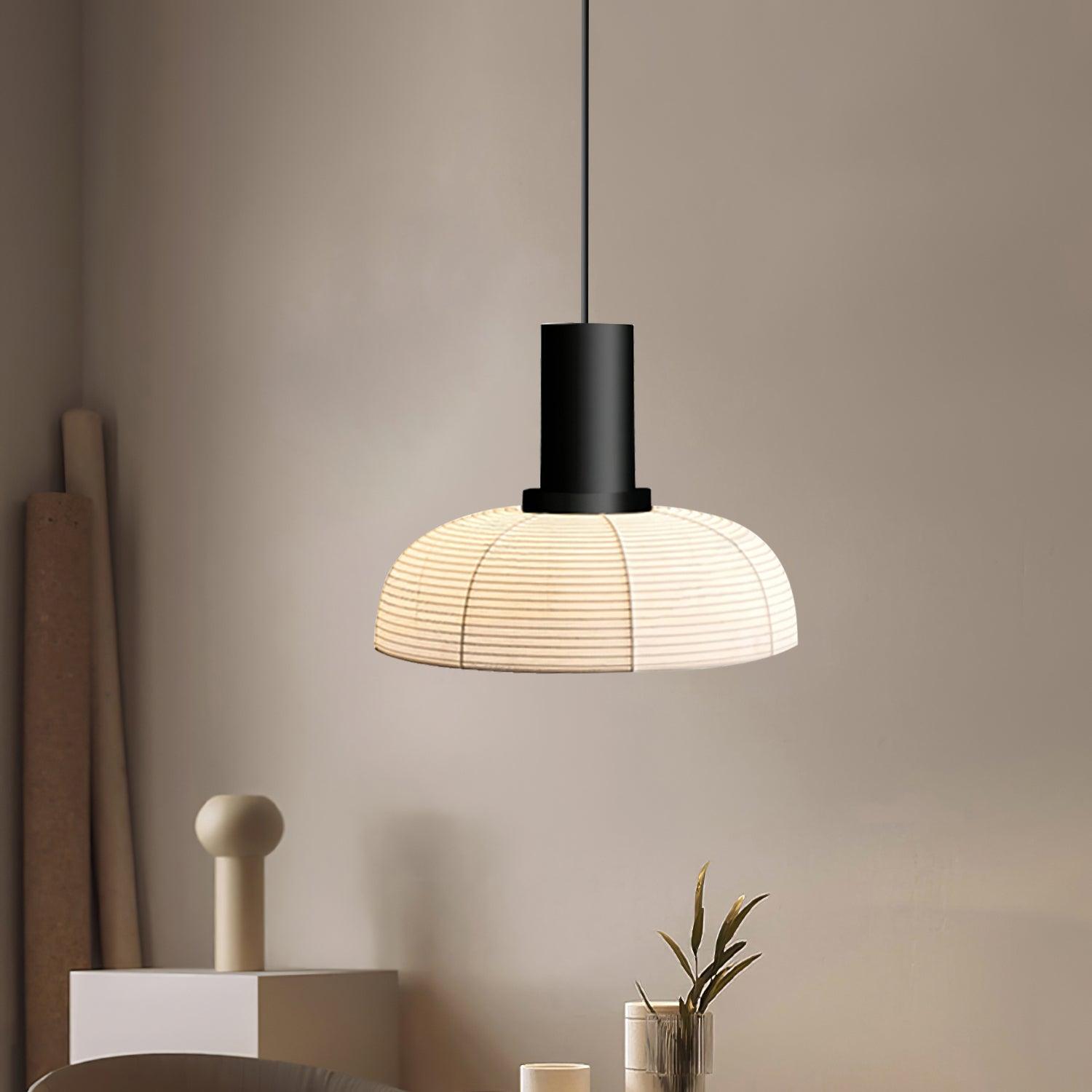 Pendant Lamp White Fabric Shade Black Cable Gentle Ambient Glow - Neutralighting