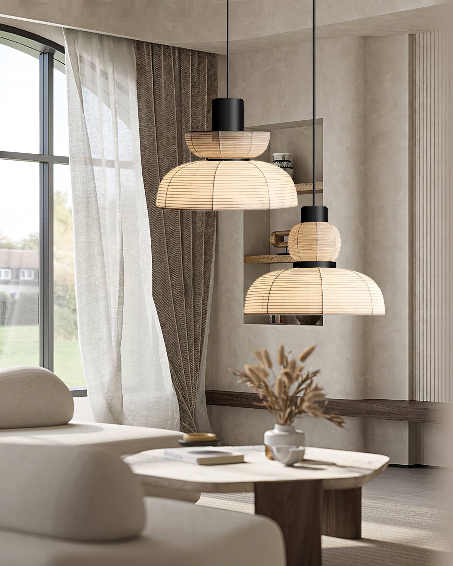 Pendant Lamp White Fabric Shade Black Cable Gentle Ambient Glow - Neutralighting