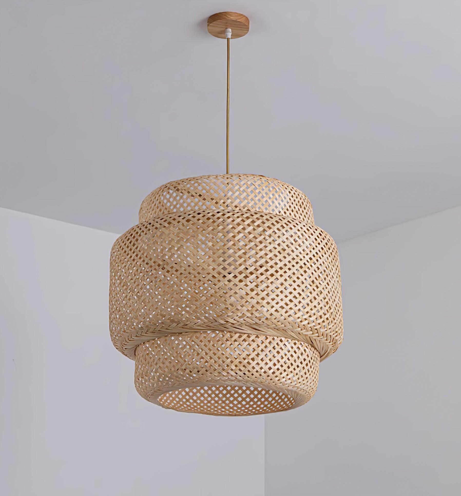 Pendant Lamp Double Layer Woven Bamboo Shade Organic Natural - Neutralighting
