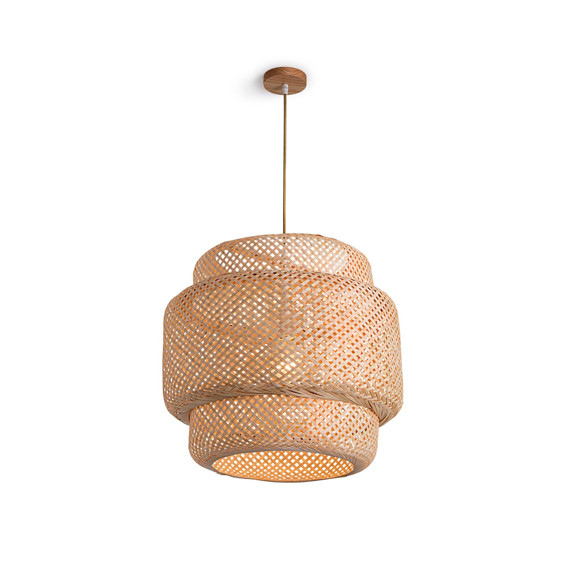 Pendant Lamp Double Layer Woven Bamboo Shade Organic Natural - Neutralighting